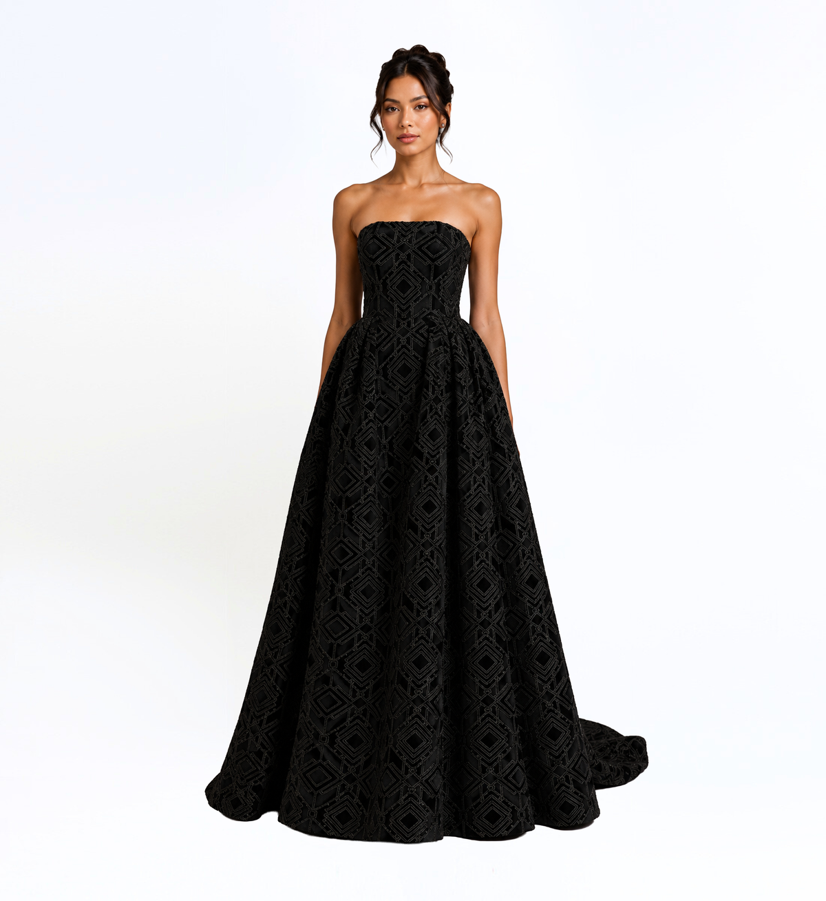GEOMETRIC EMBELLISHED BALL GOWN
