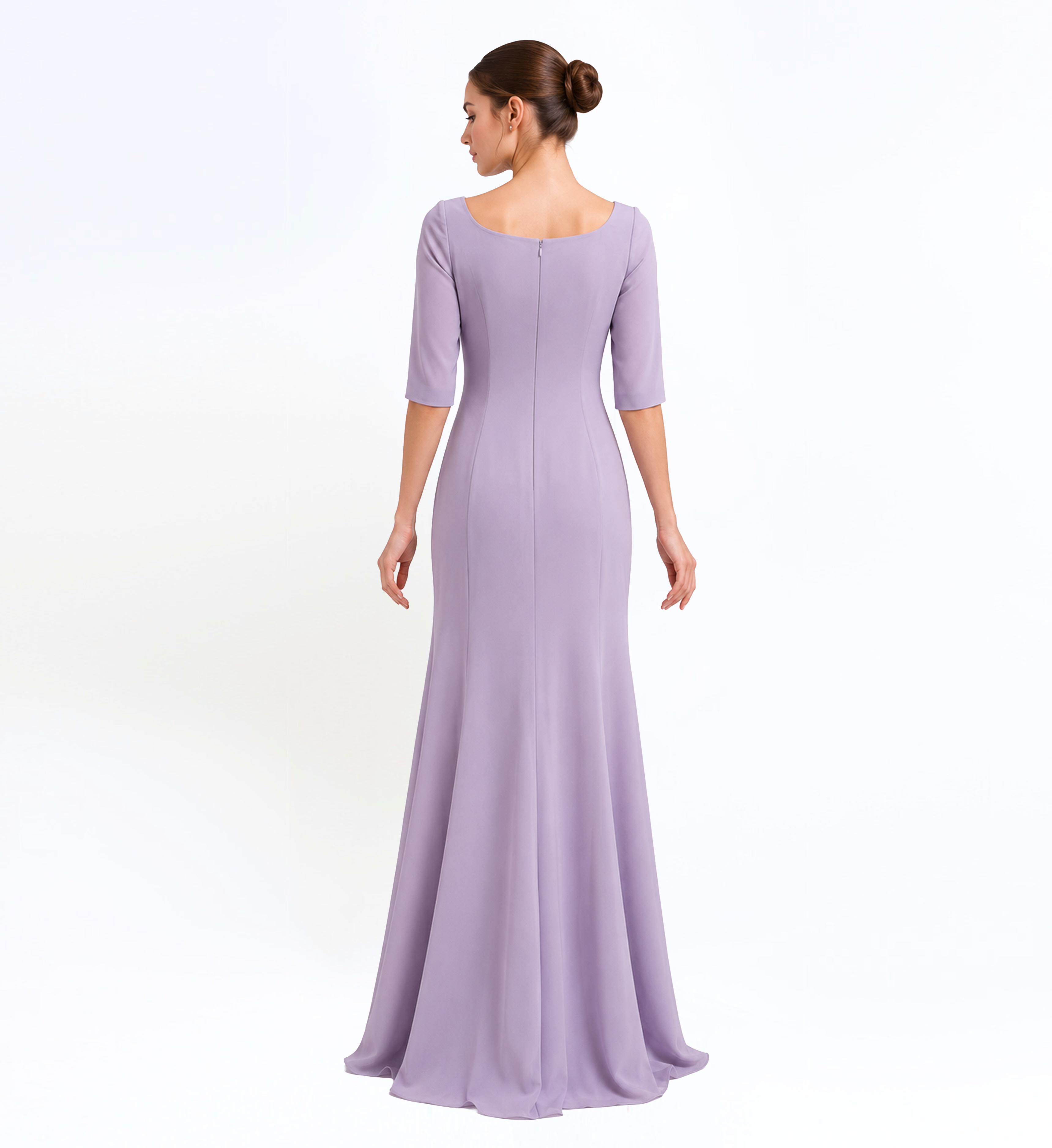 Crepe Embroidered Applique Long Dress
