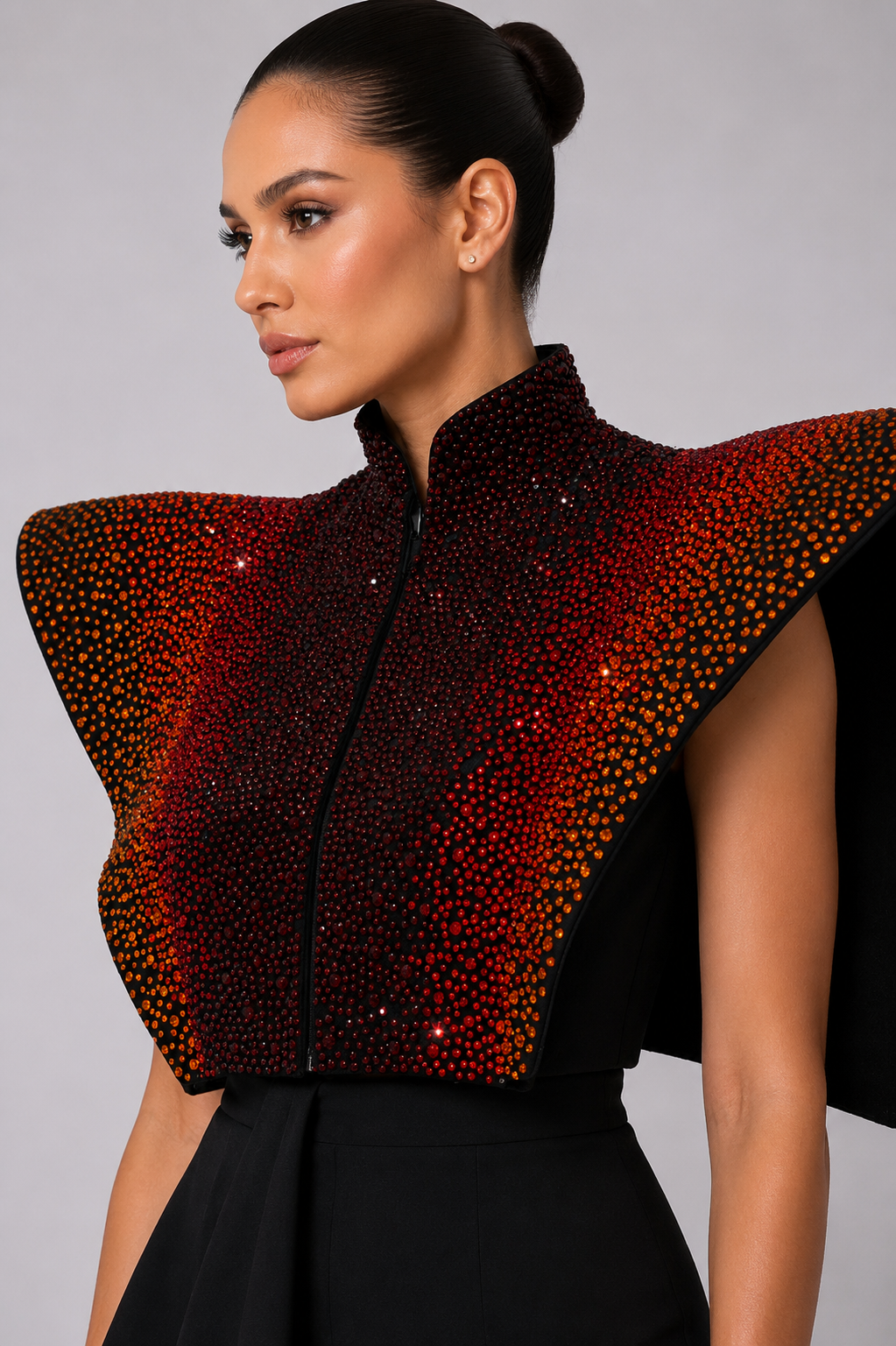 CRYSTAL EMBELLISHED STRUCTURED MINI DRESS