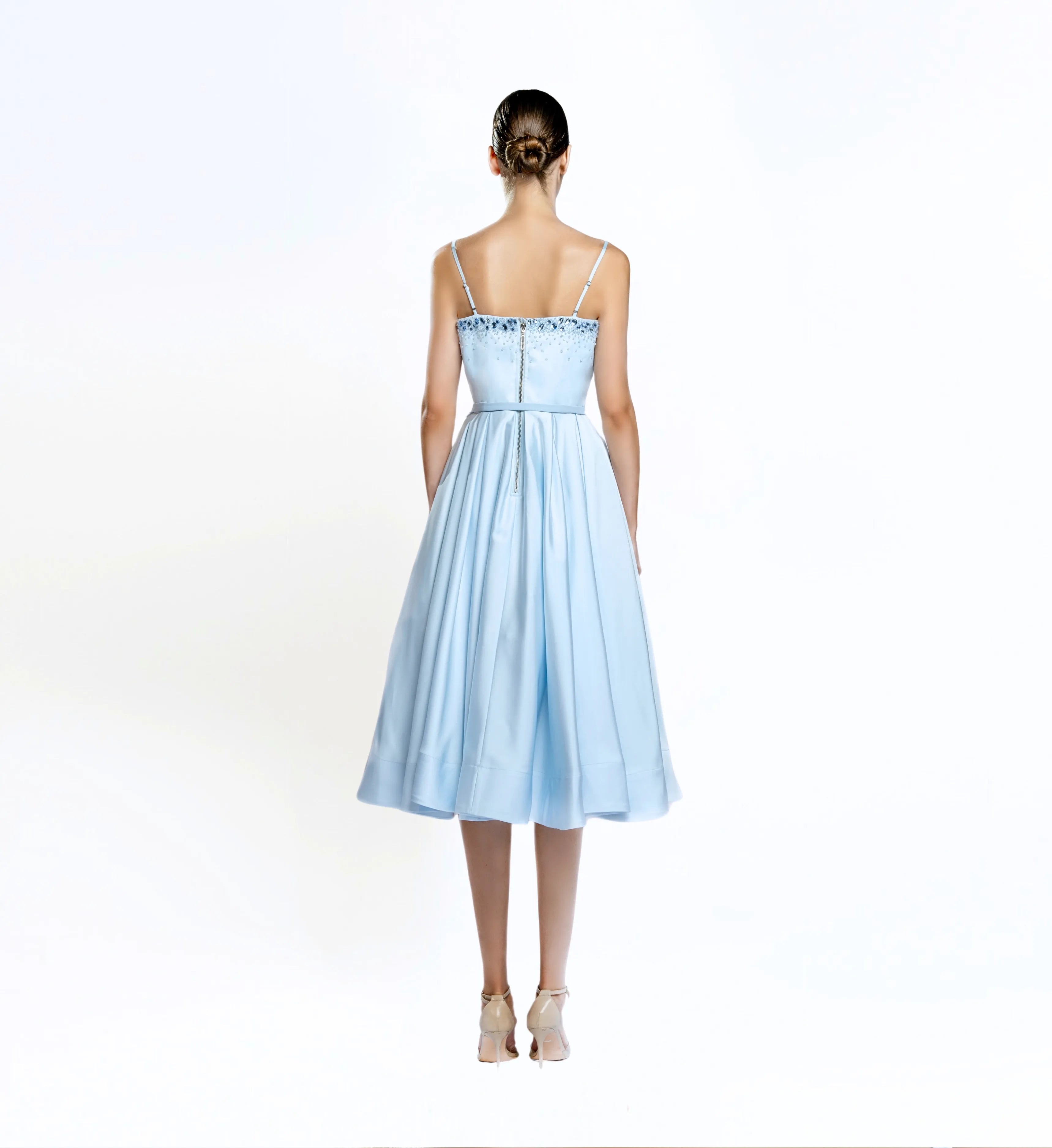 Embellished Corset Midi Dress - Ice Blue