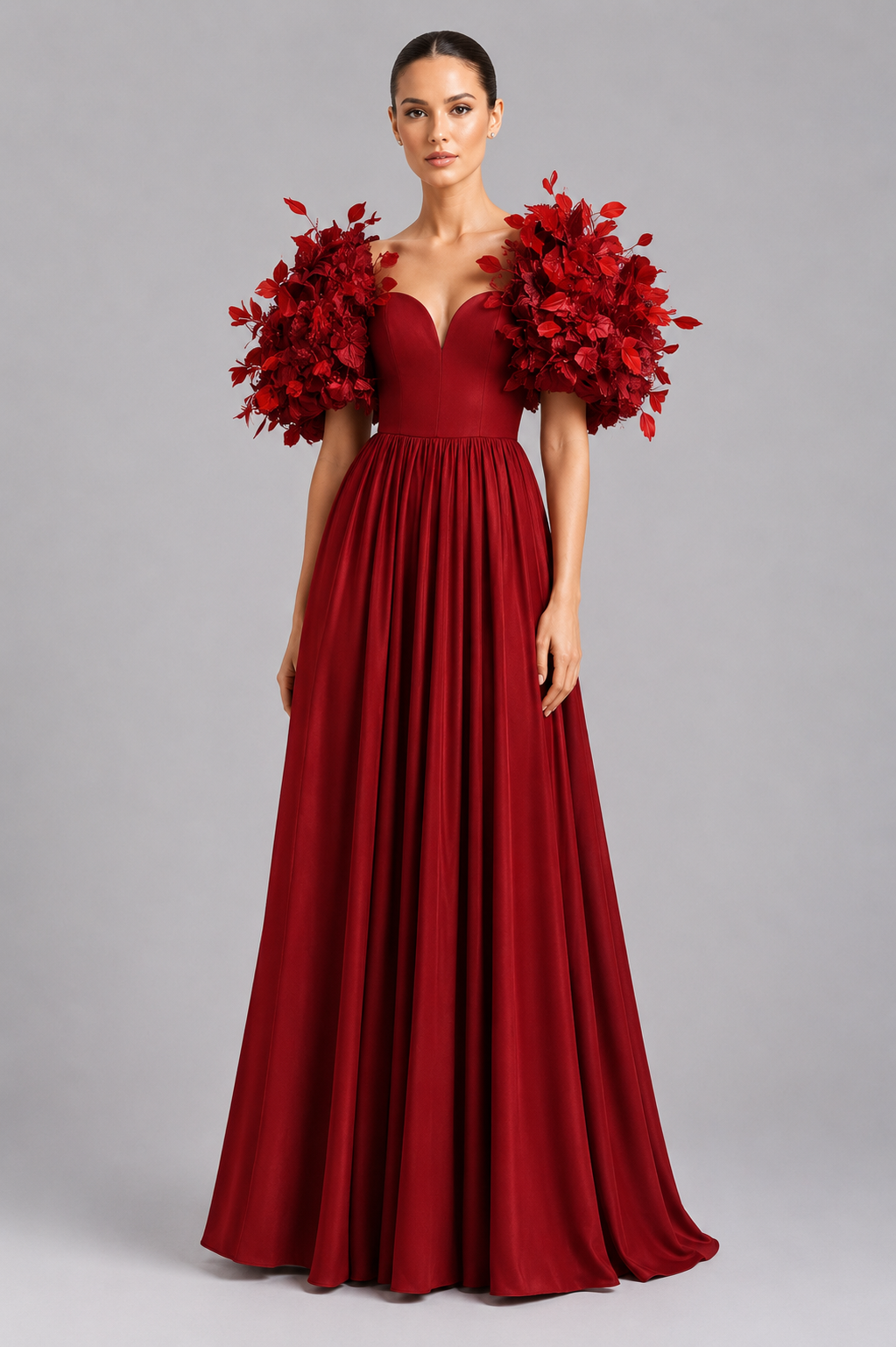3D Flower Appliques Long Dress