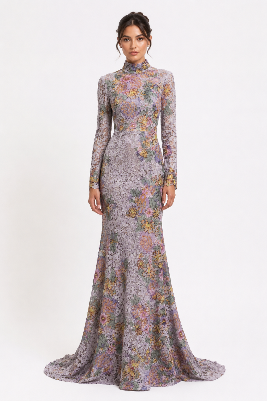 Longsleeves Thread Embroidered Gown