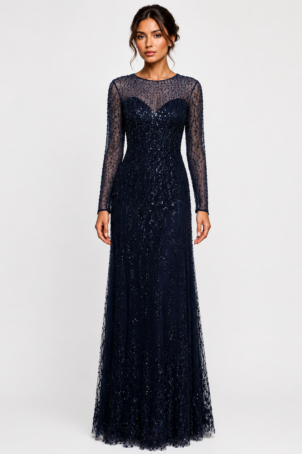 Sequin Embroidered Long Dress