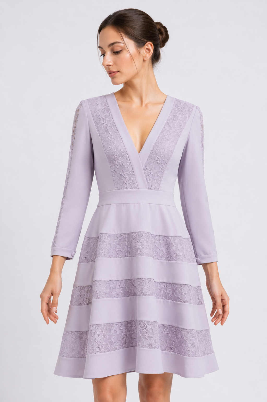 Crepe V-Neckline Mini Dress
