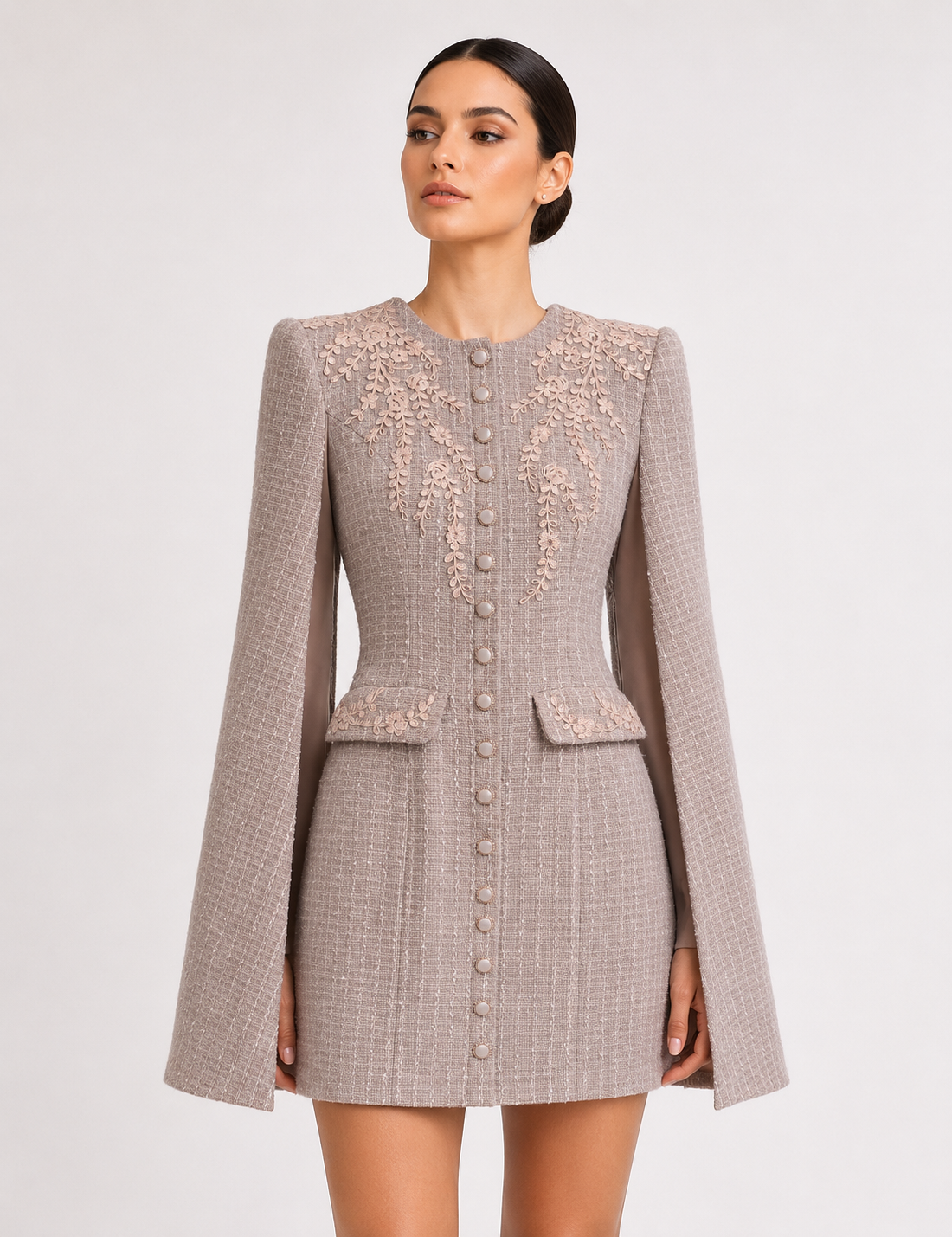 Wool Mini Dress With Cape