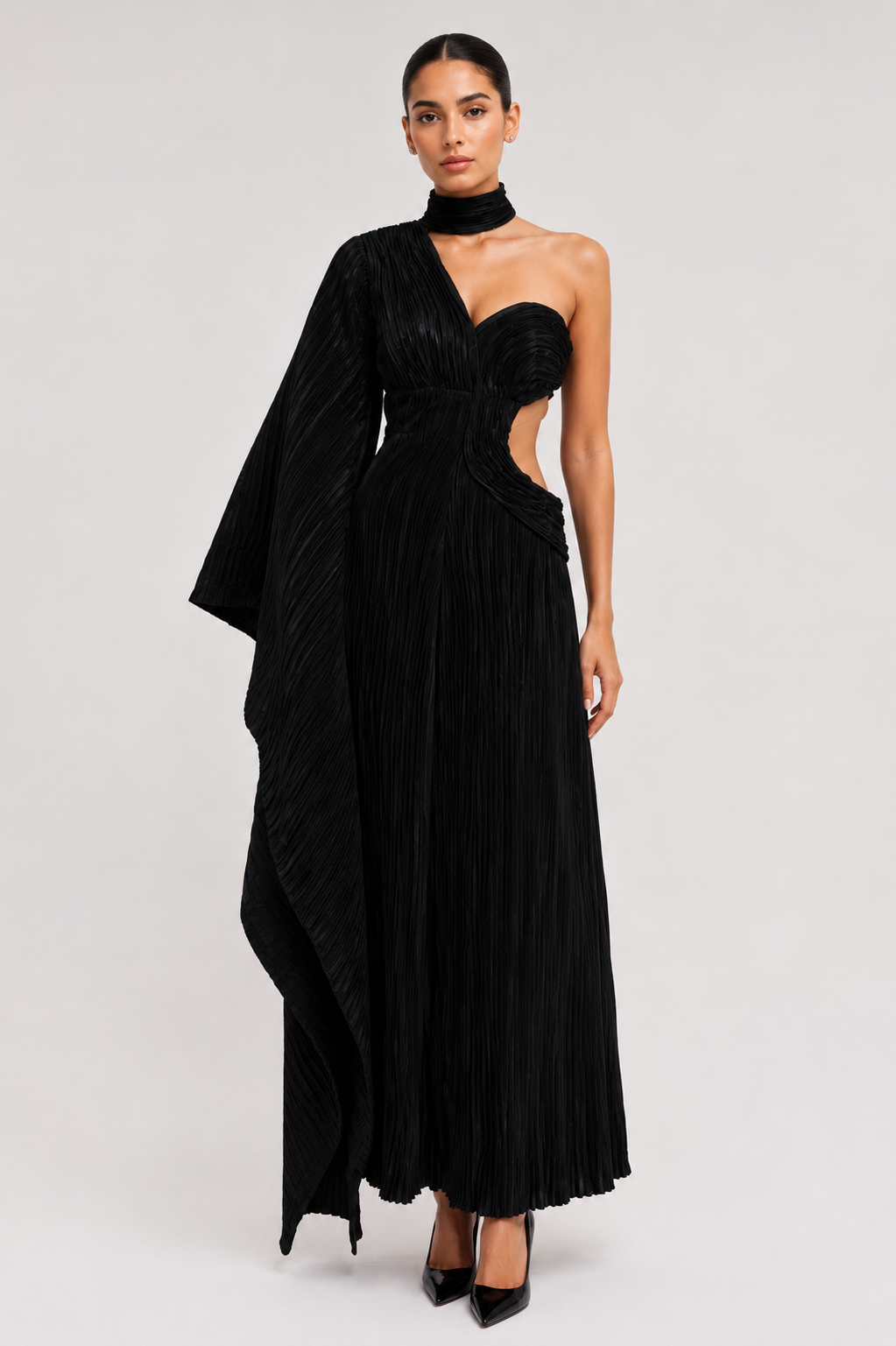 Pleated Satin Jumpsuit