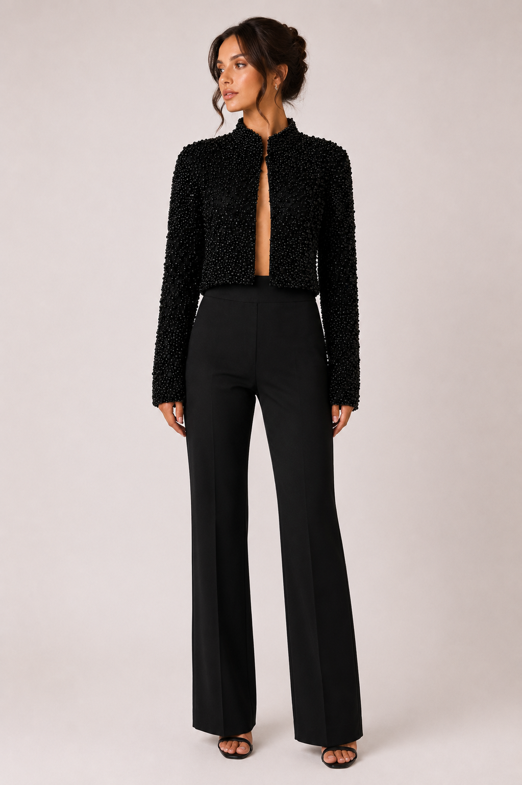 MBELLISHED JACKET WITH WIDE-LEG TROUSERS