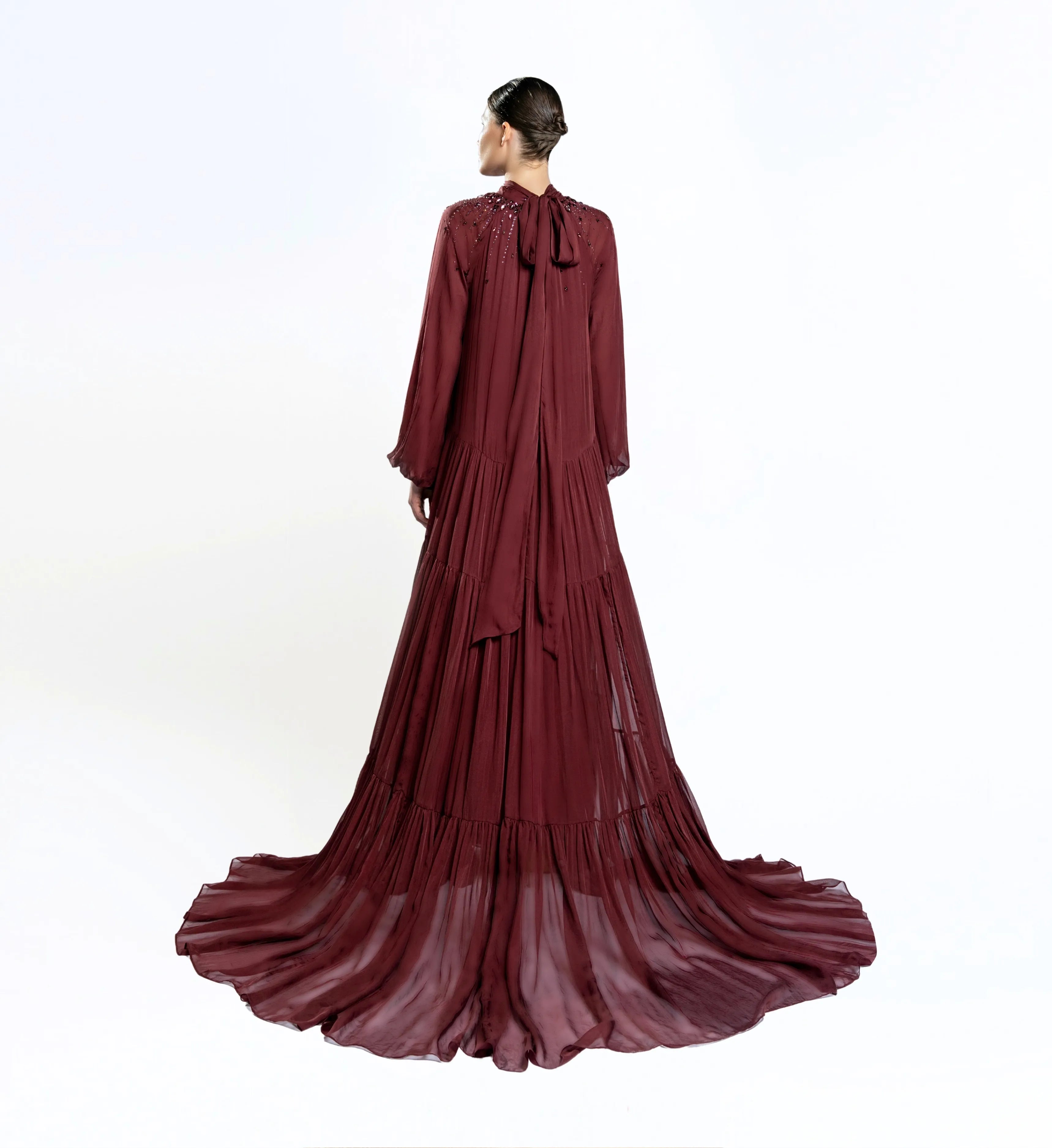 Shirred Tent Dress – Burgundy