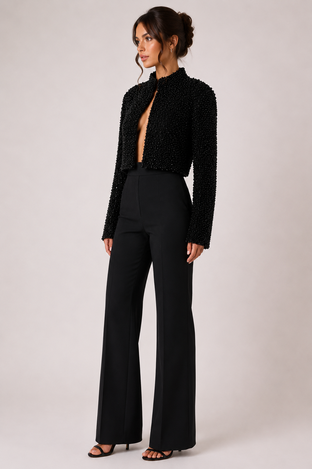 MBELLISHED JACKET WITH WIDE-LEG TROUSERS