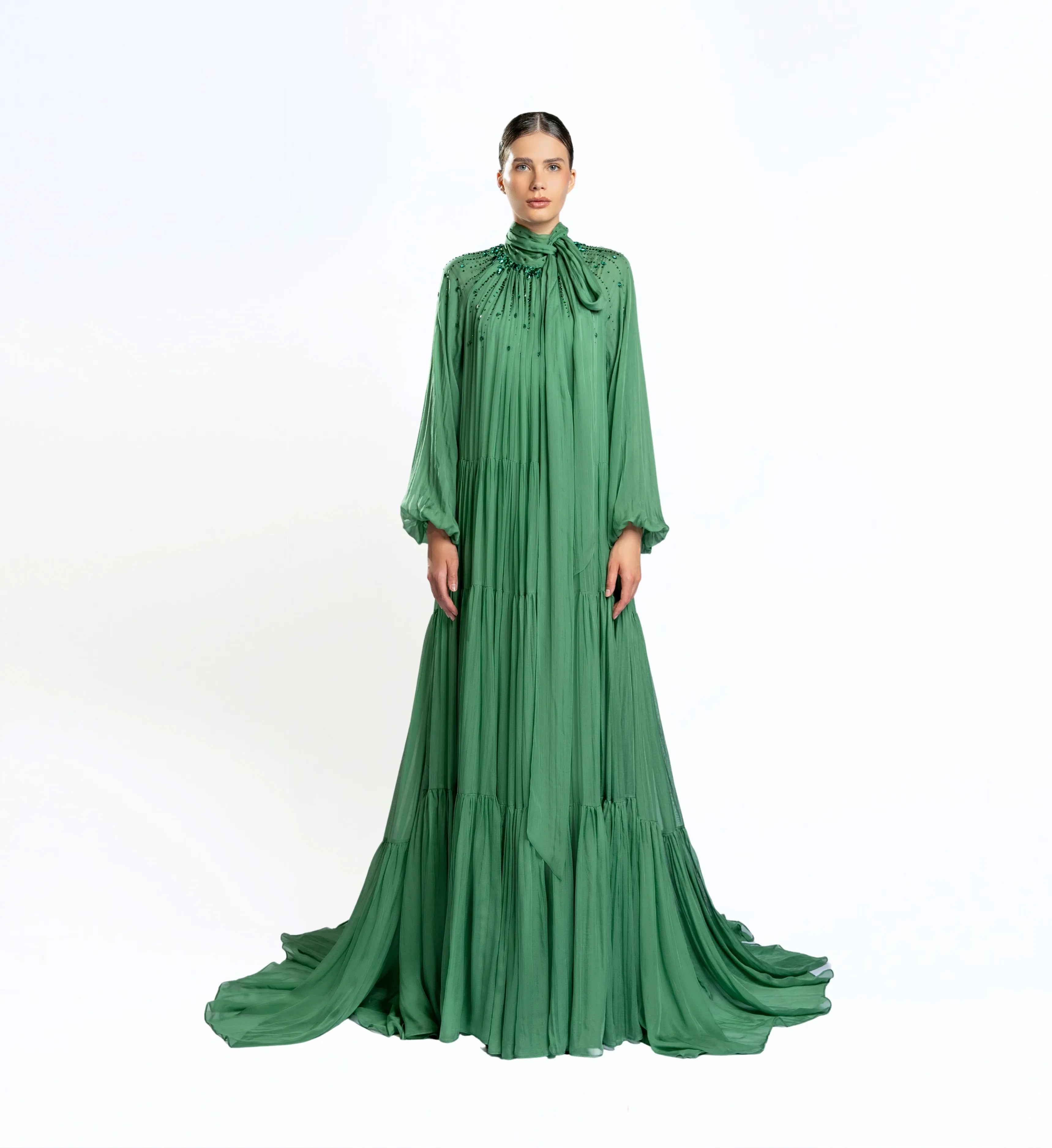 Shirred Tent Dress – Forest Green