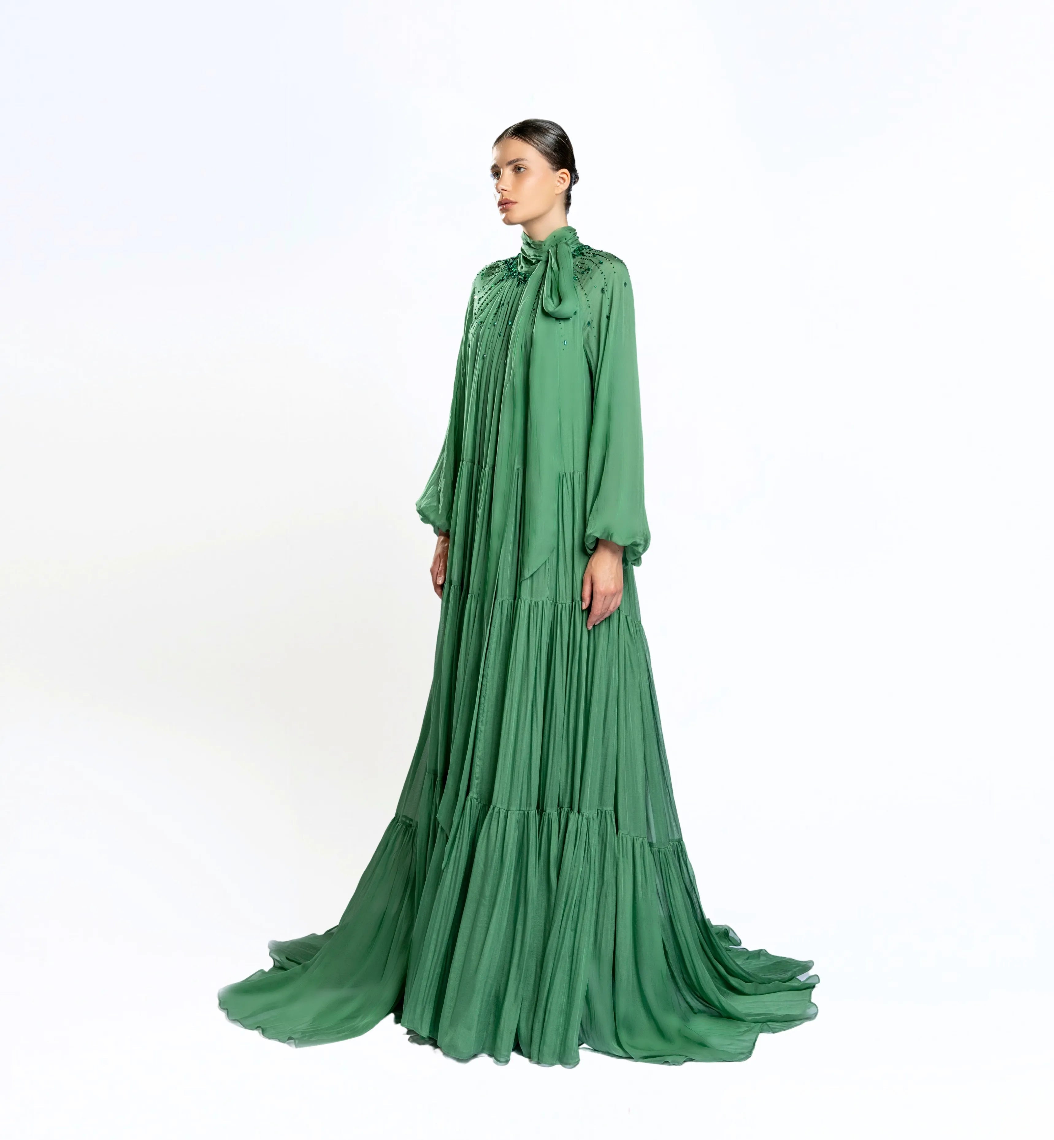 Shirred Tent Dress – Forest Green