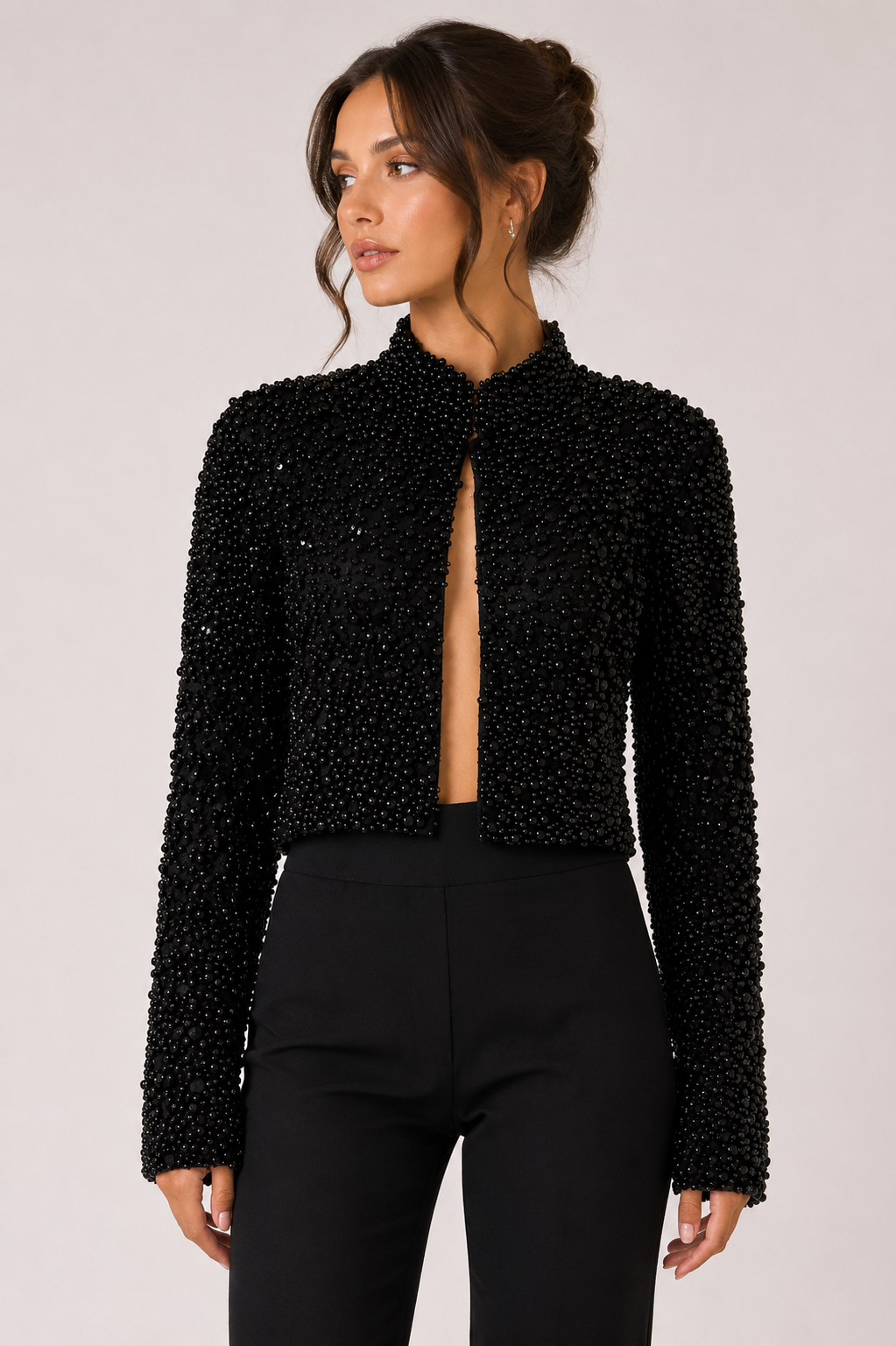 MBELLISHED JACKET WITH WIDE-LEG TROUSERS