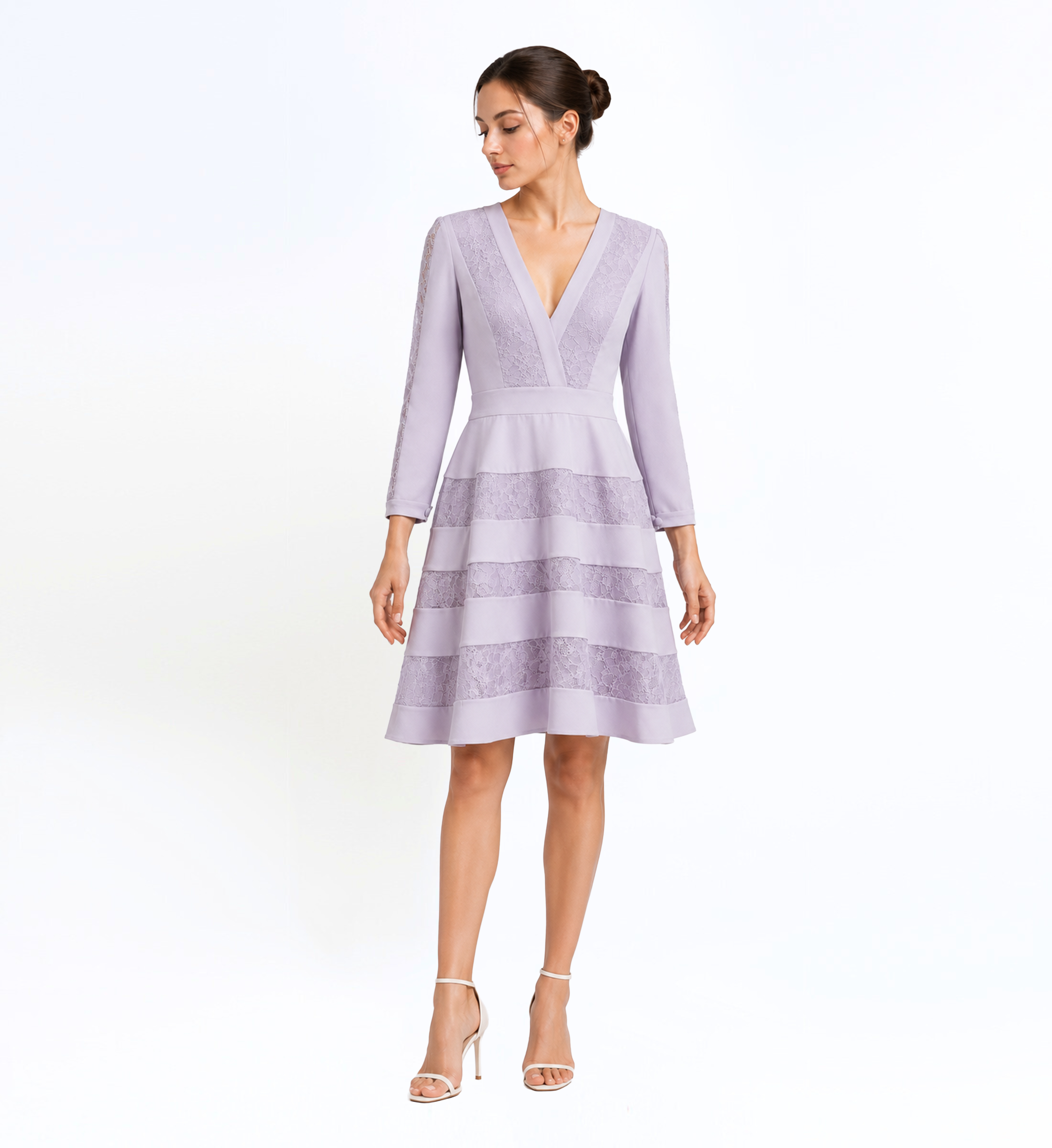 Crepe V-Neckline Mini Dress
