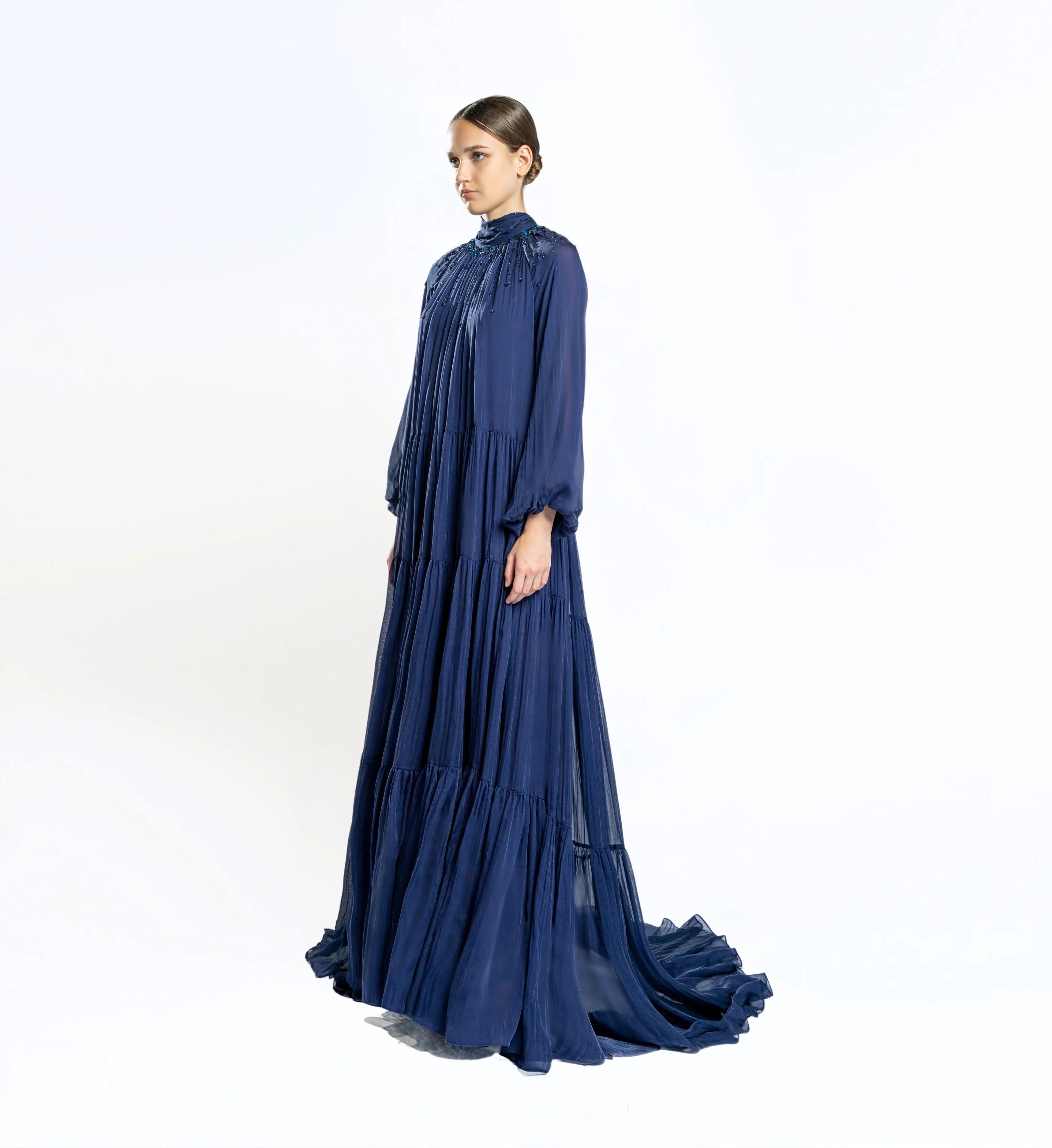 Shirred Tent Dress – Midnight Blue