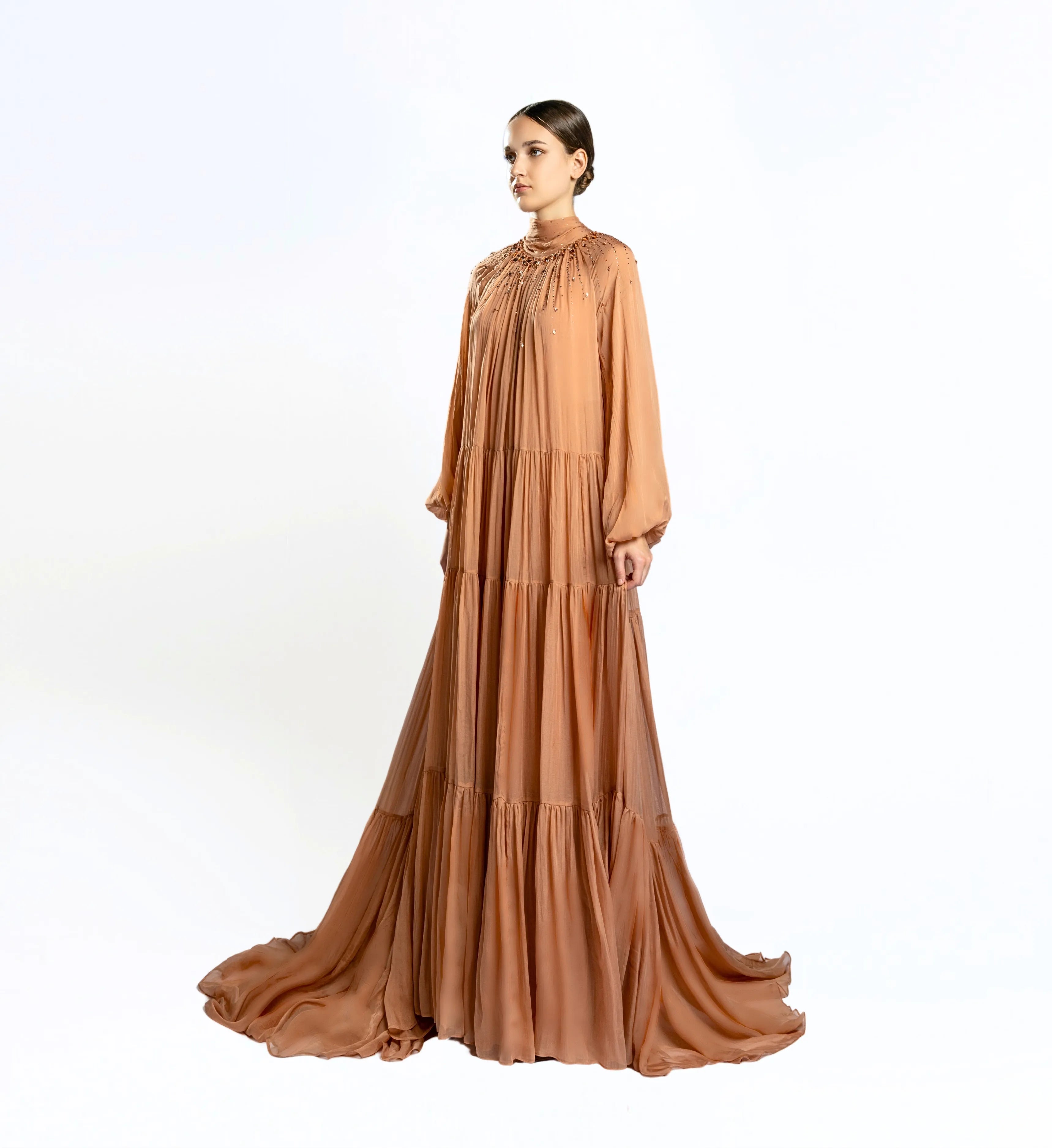 Shirred Tent Dress – Mocha  Mousse
