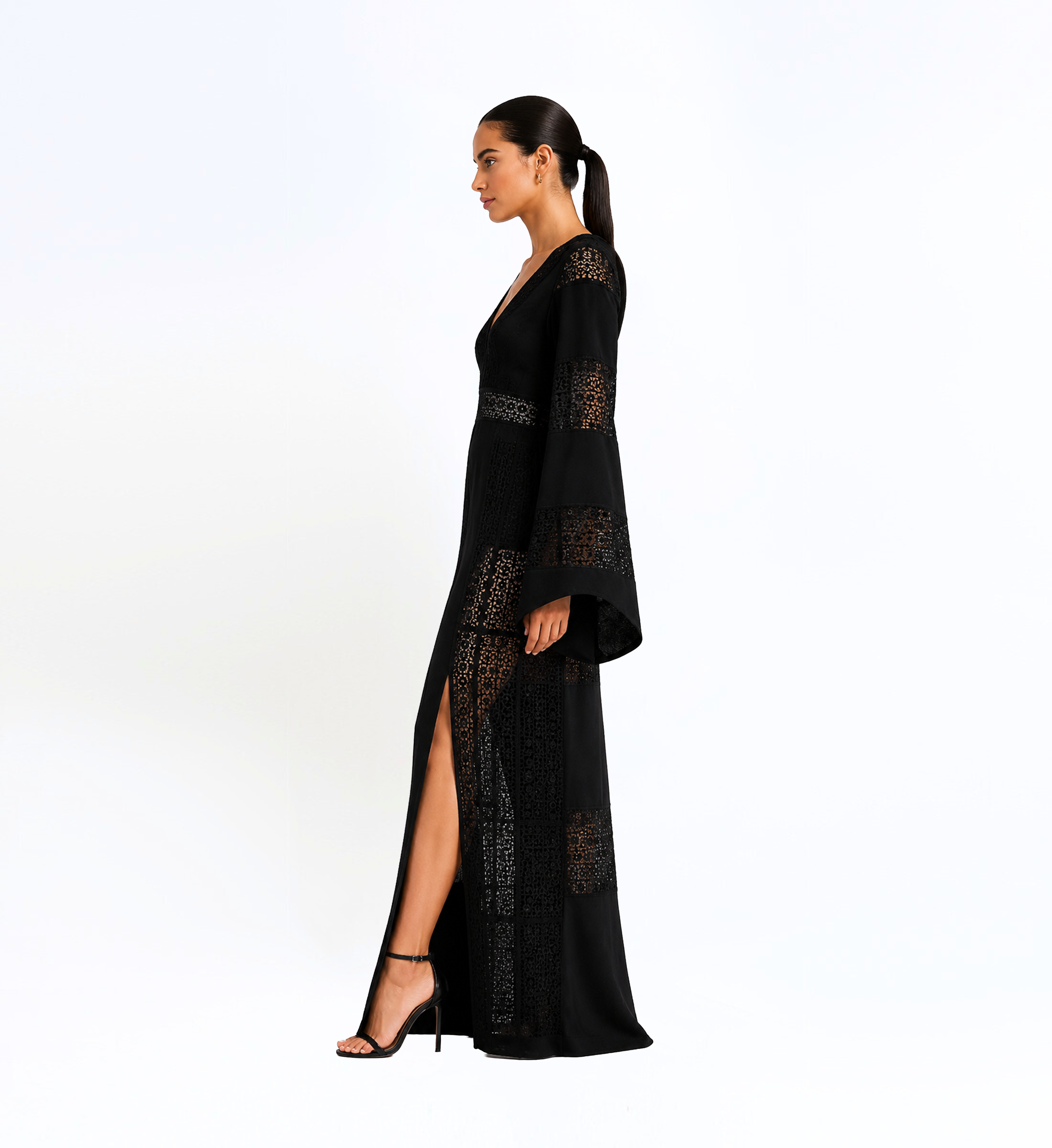Crepe Long Dress With Slit