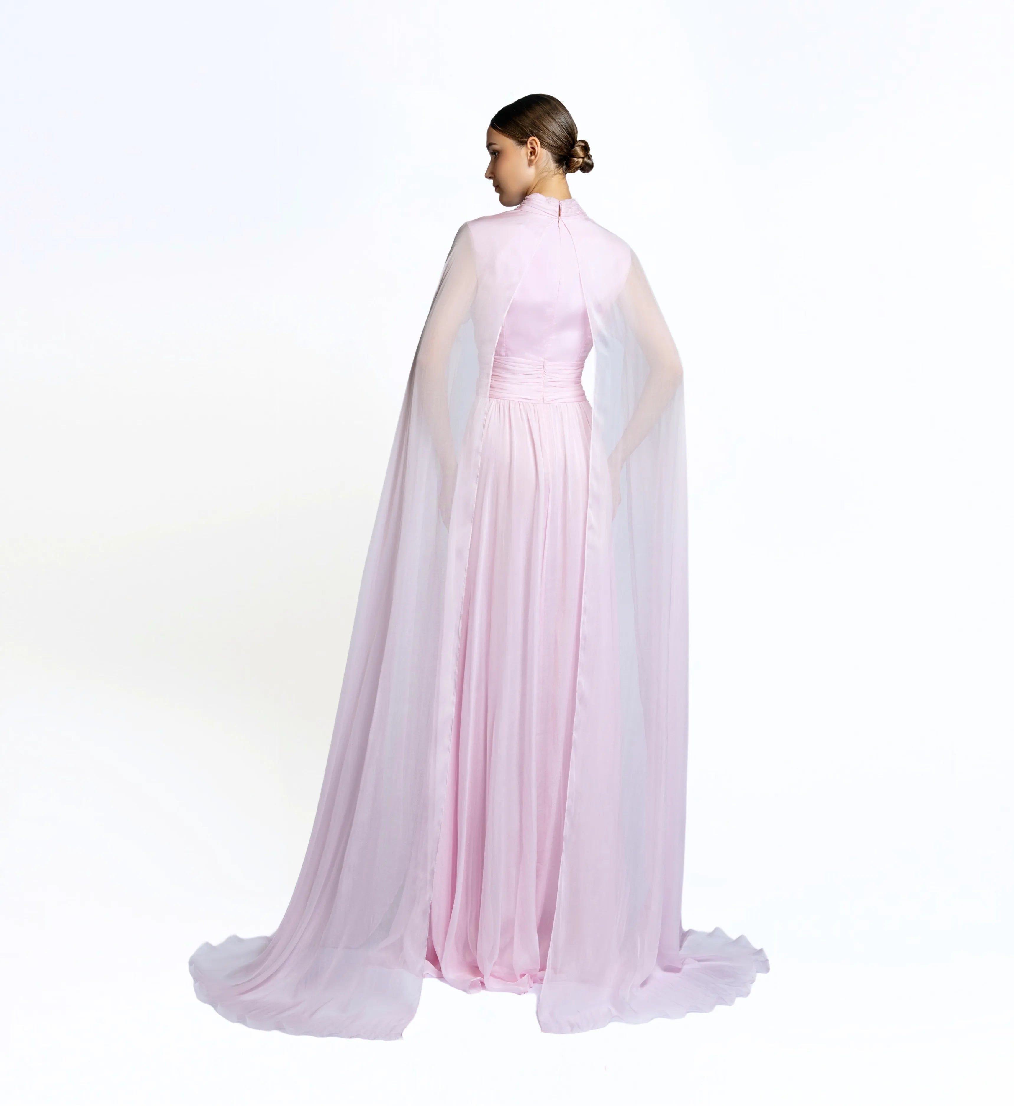 Silk Dress with Cape - Cherry Blossom