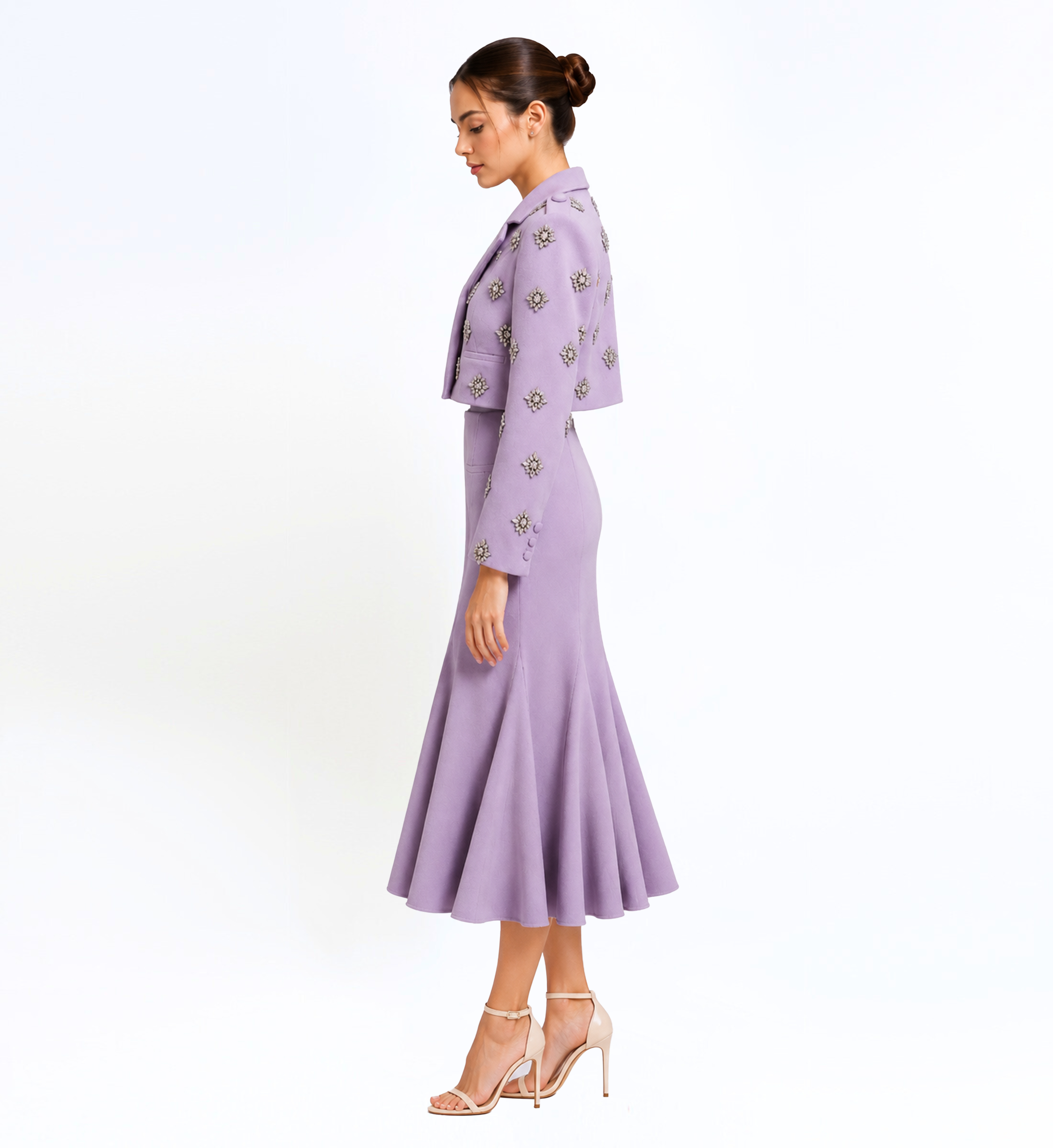 Cropped Blazer And Skirt Set