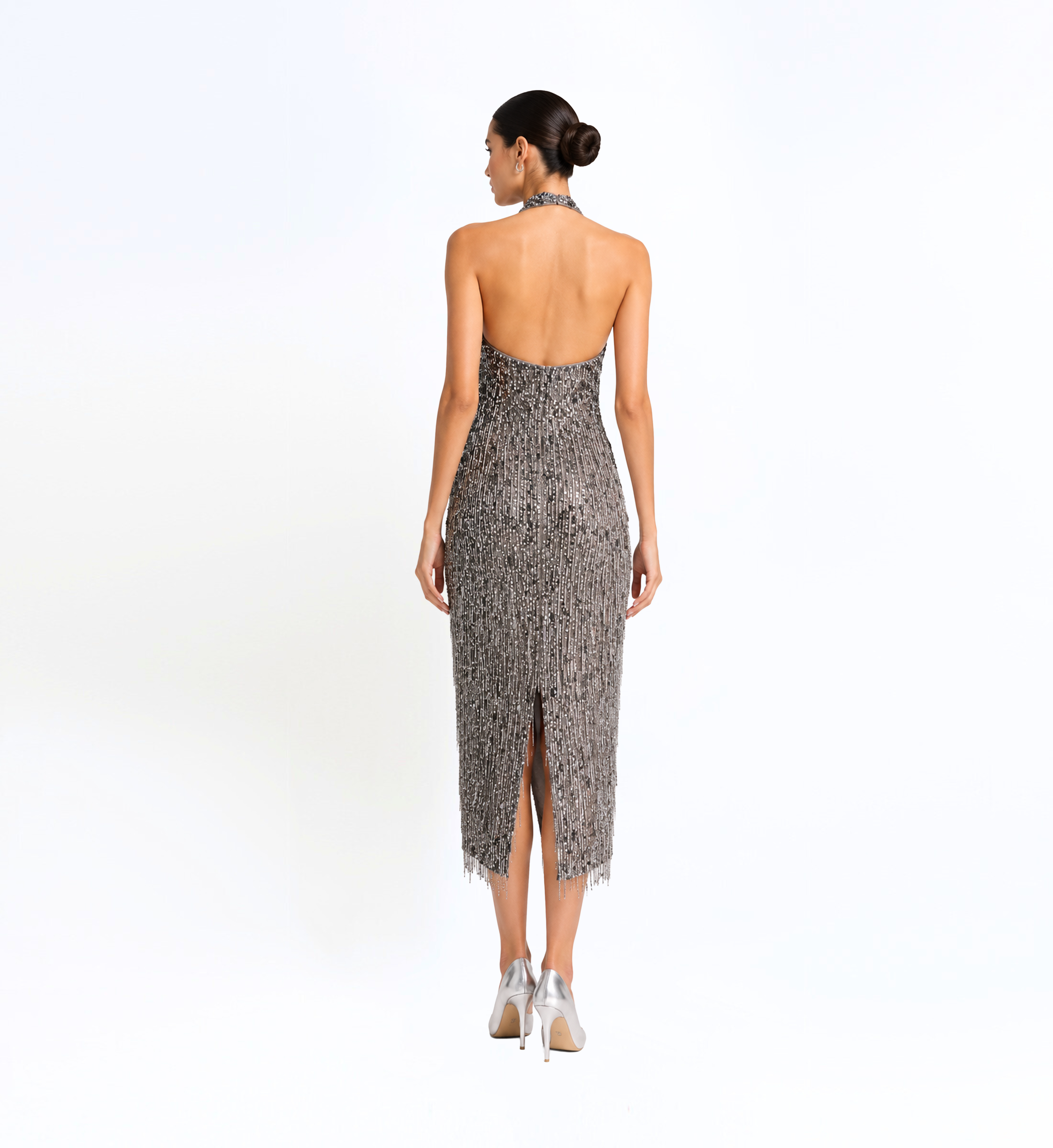 Halter Beaded Midi Dress