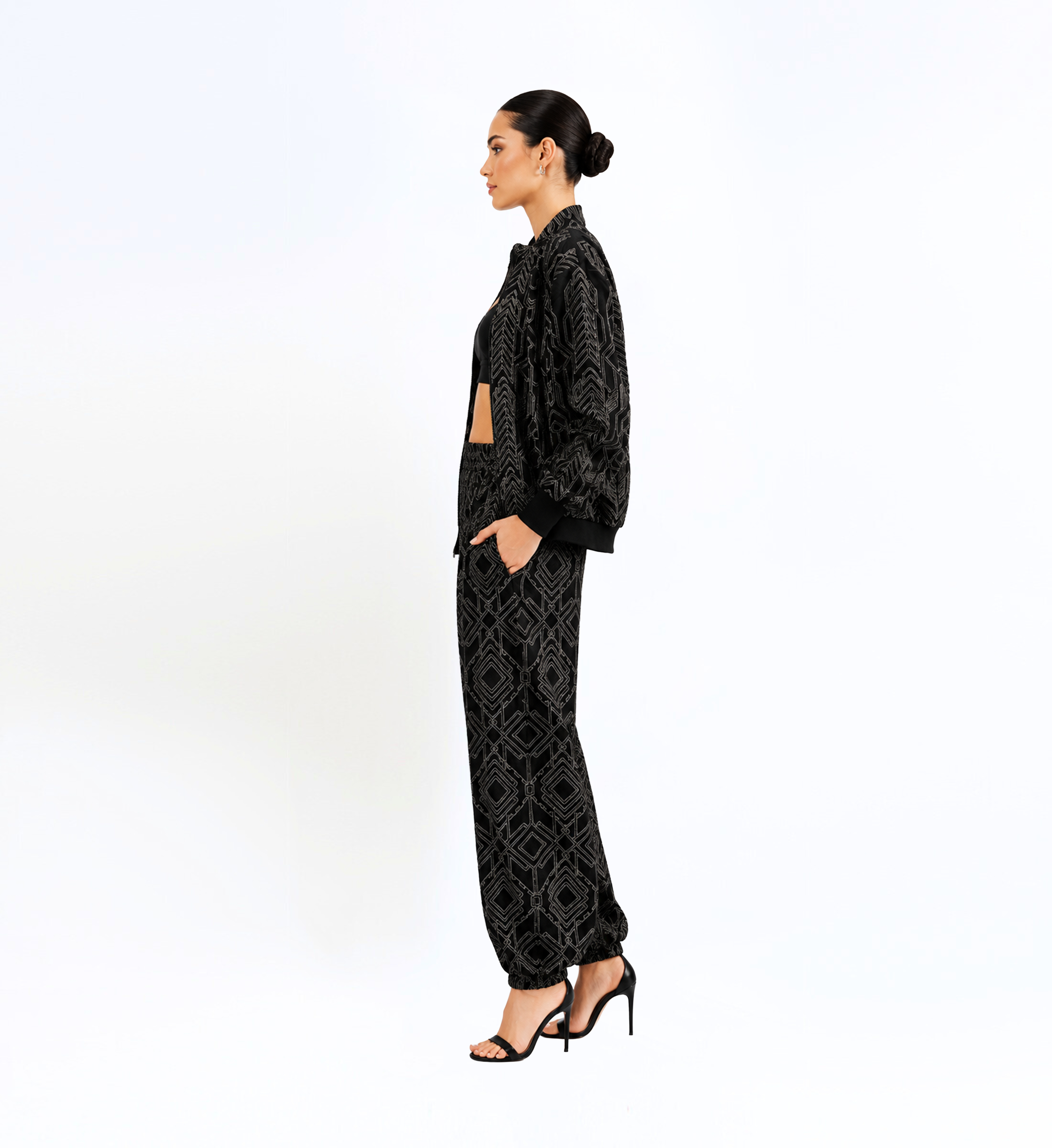 Crepe Embroidered Top And Pants Set