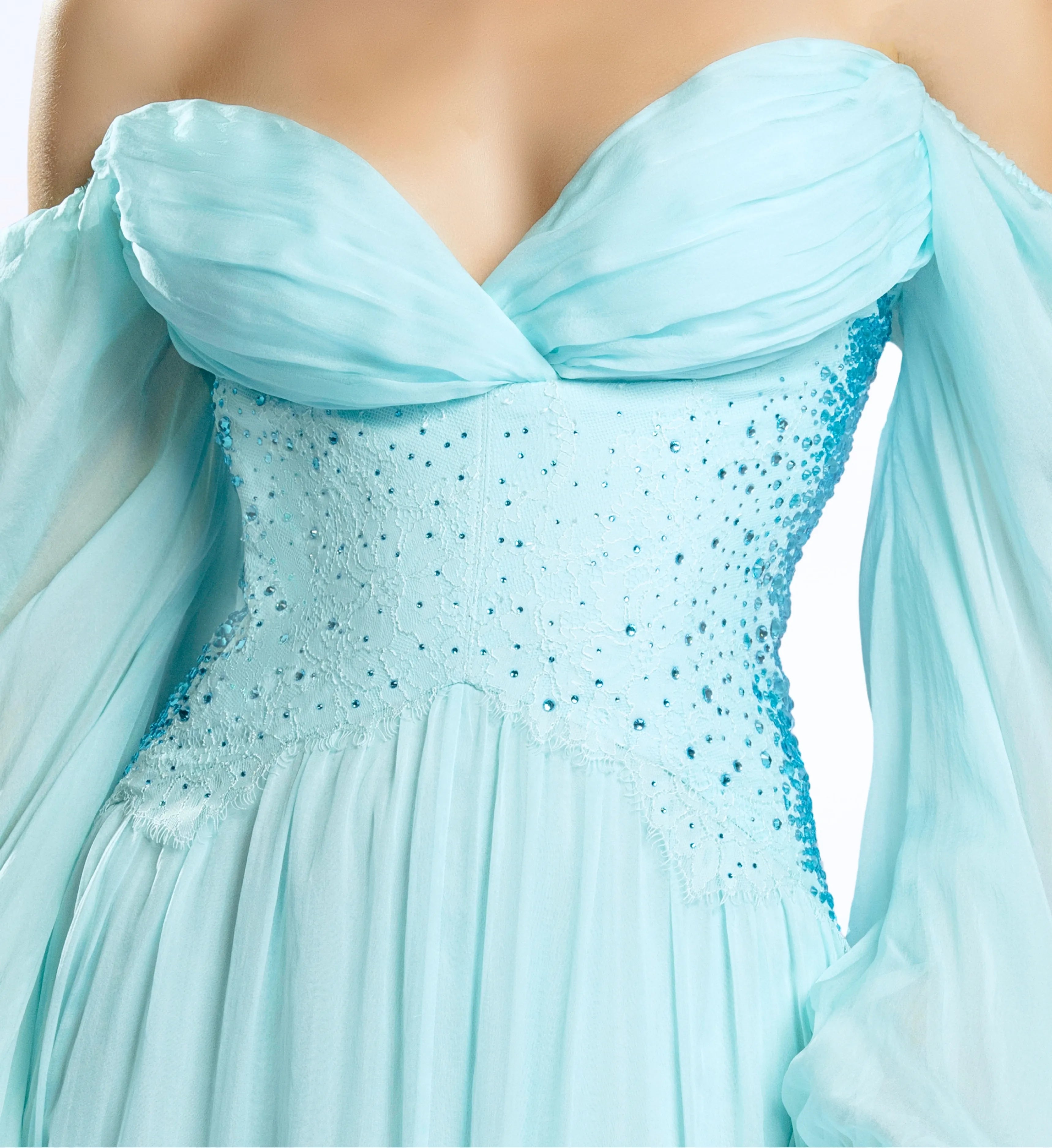 Puff Sleeve Maxi Dress - Mint Green