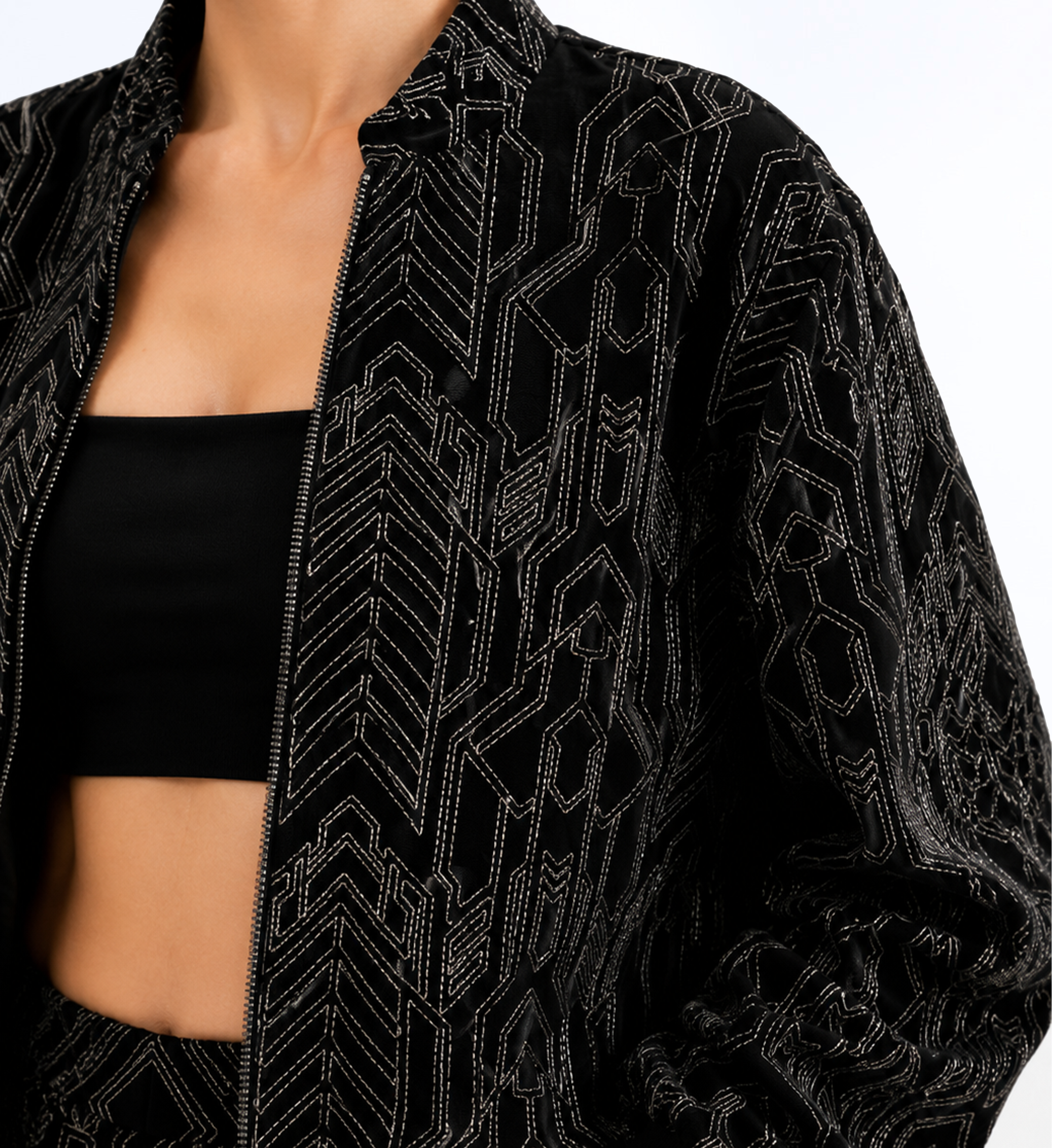Crepe Embroidered Top And Pants Set