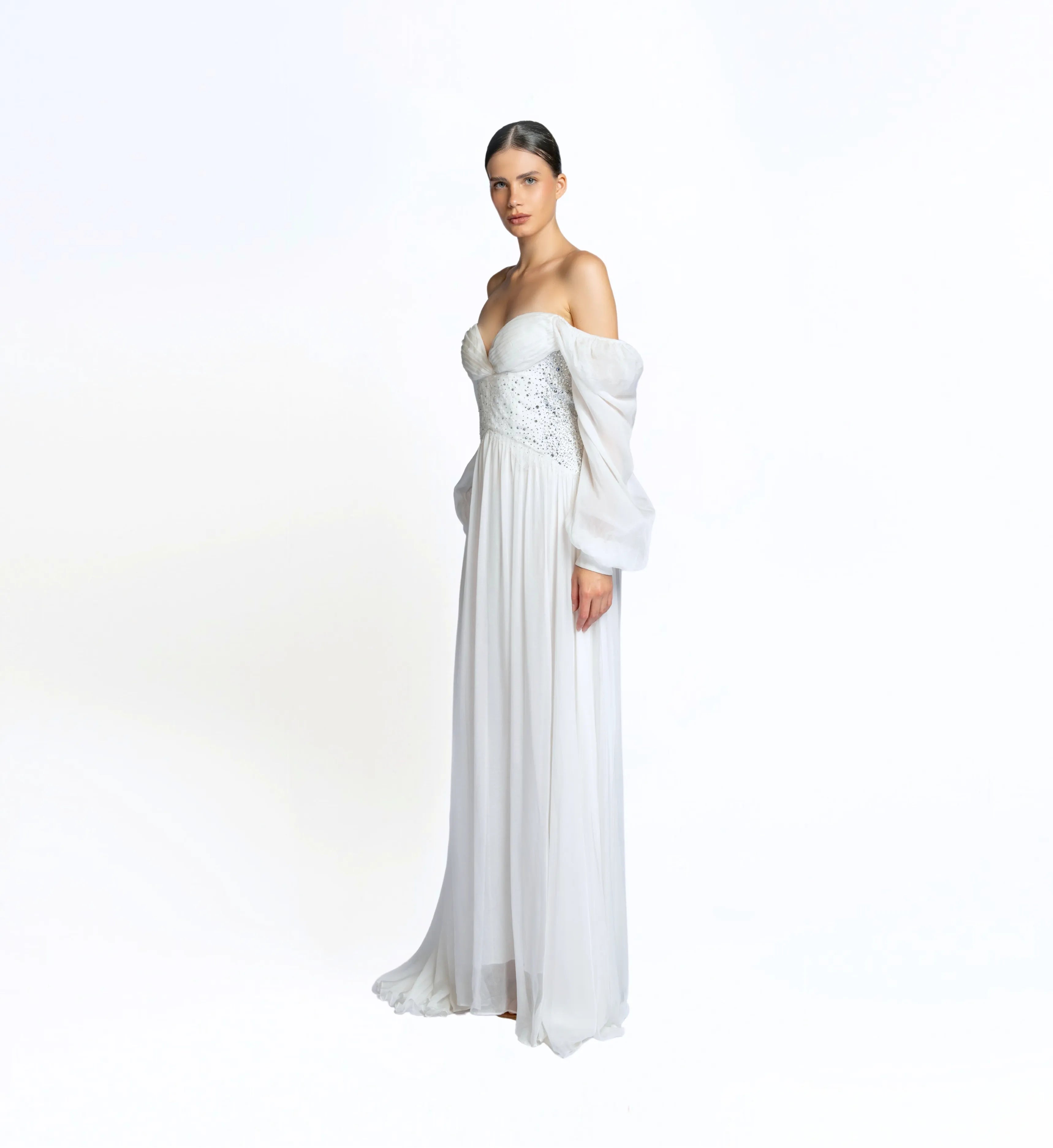 Puff Sleeve Maxi Dress - White