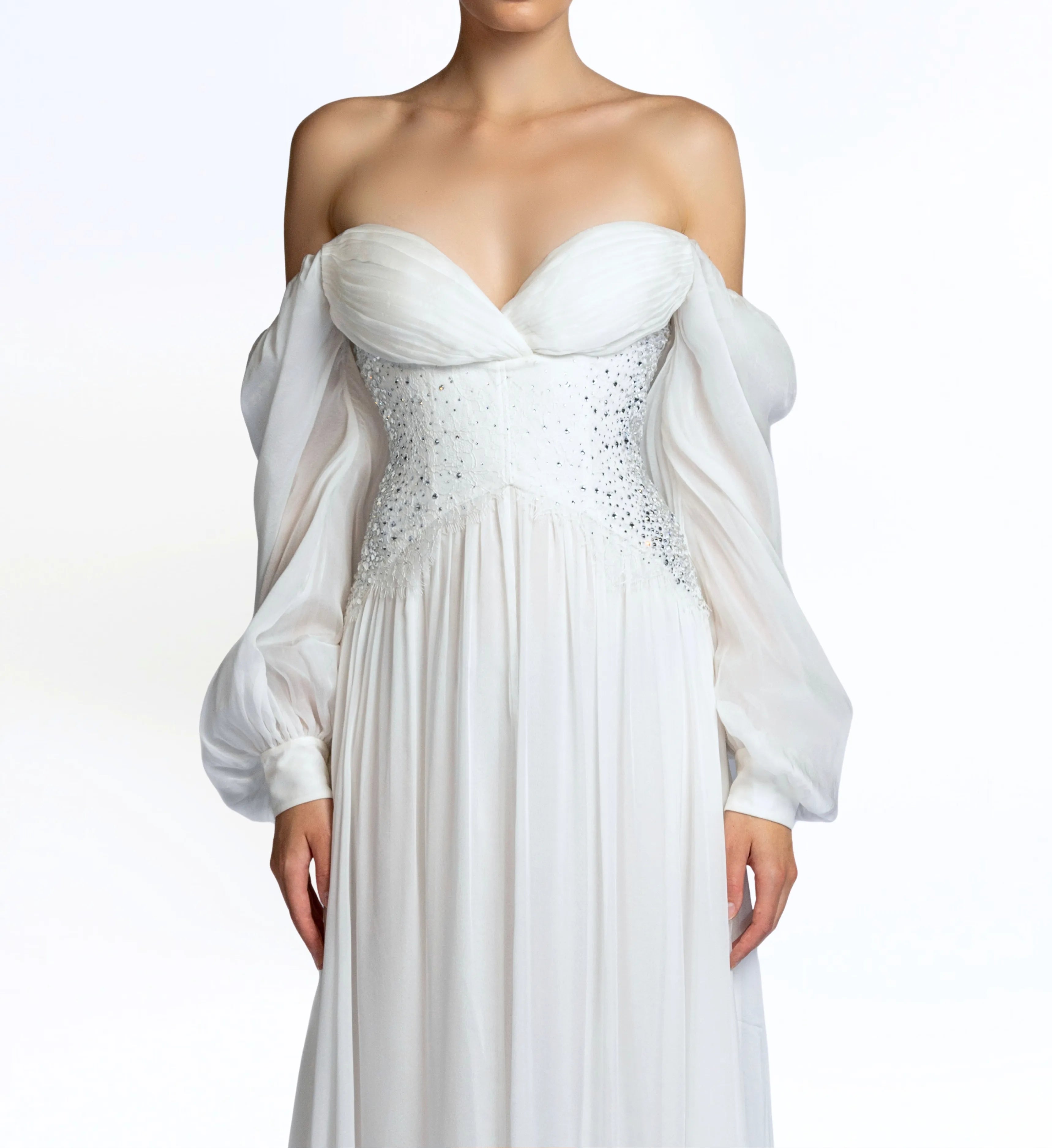 Puff Sleeve Maxi Dress - White