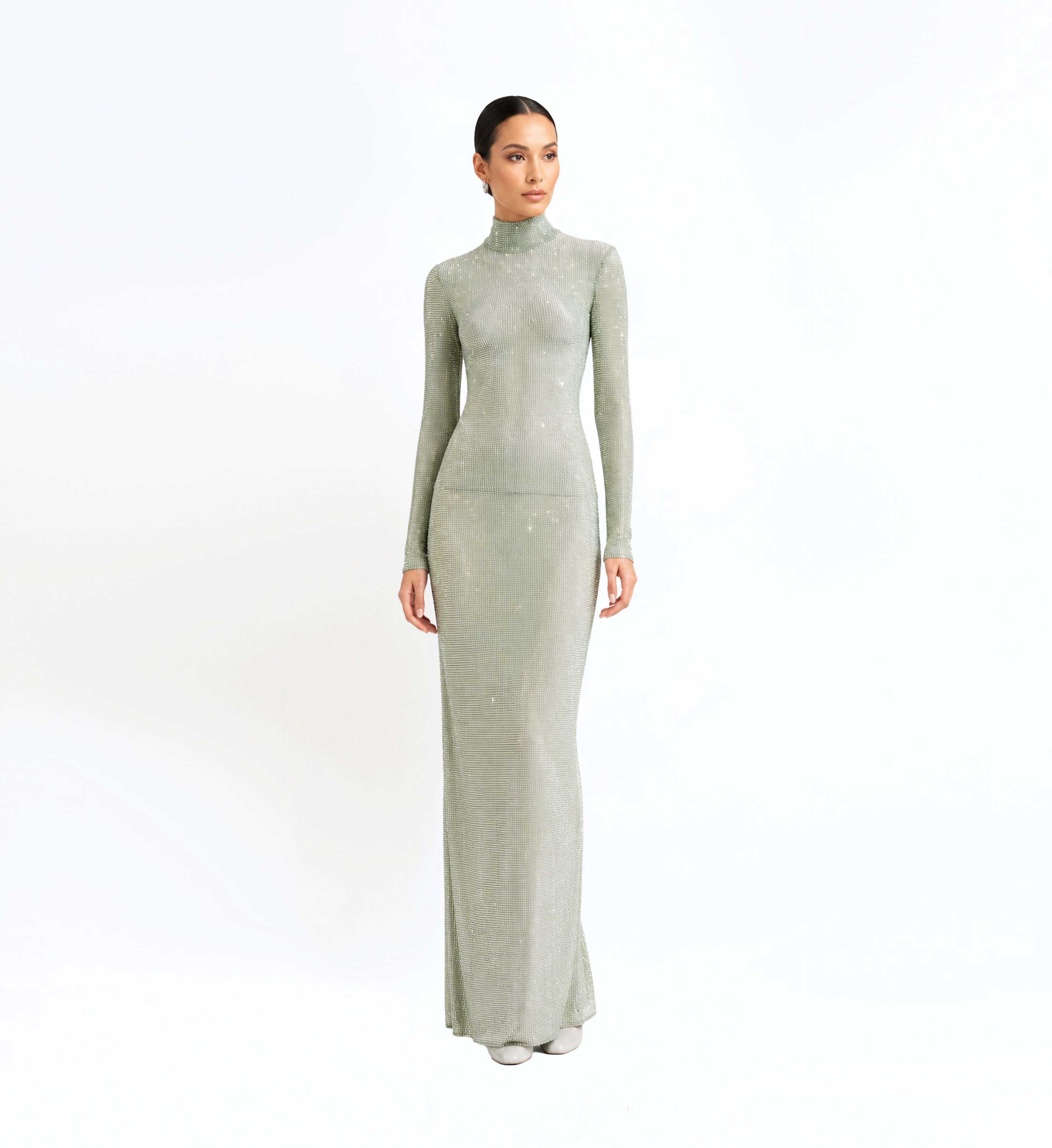 Beaded Tulle Long Dress