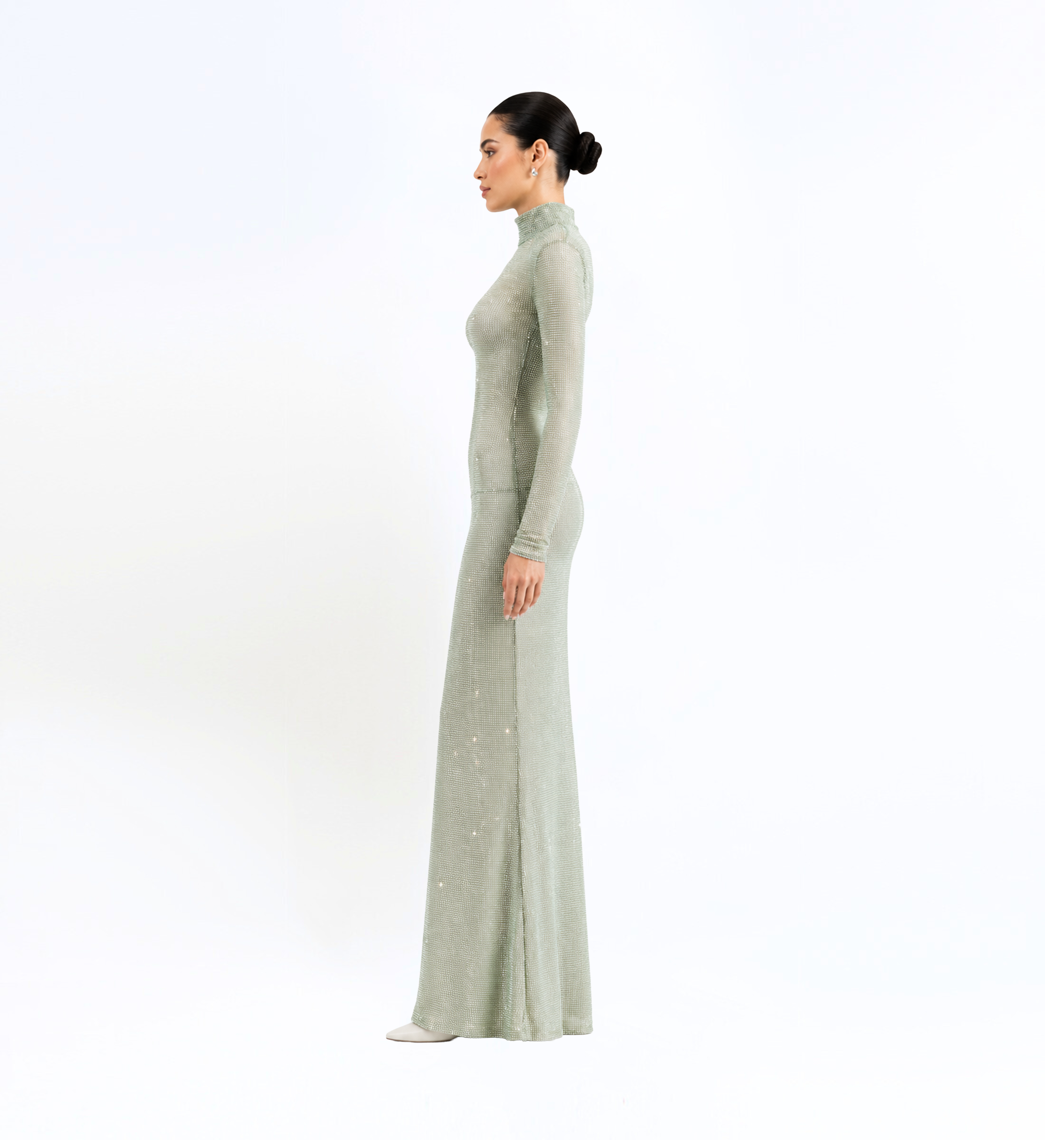 Beaded Tulle Long Dress