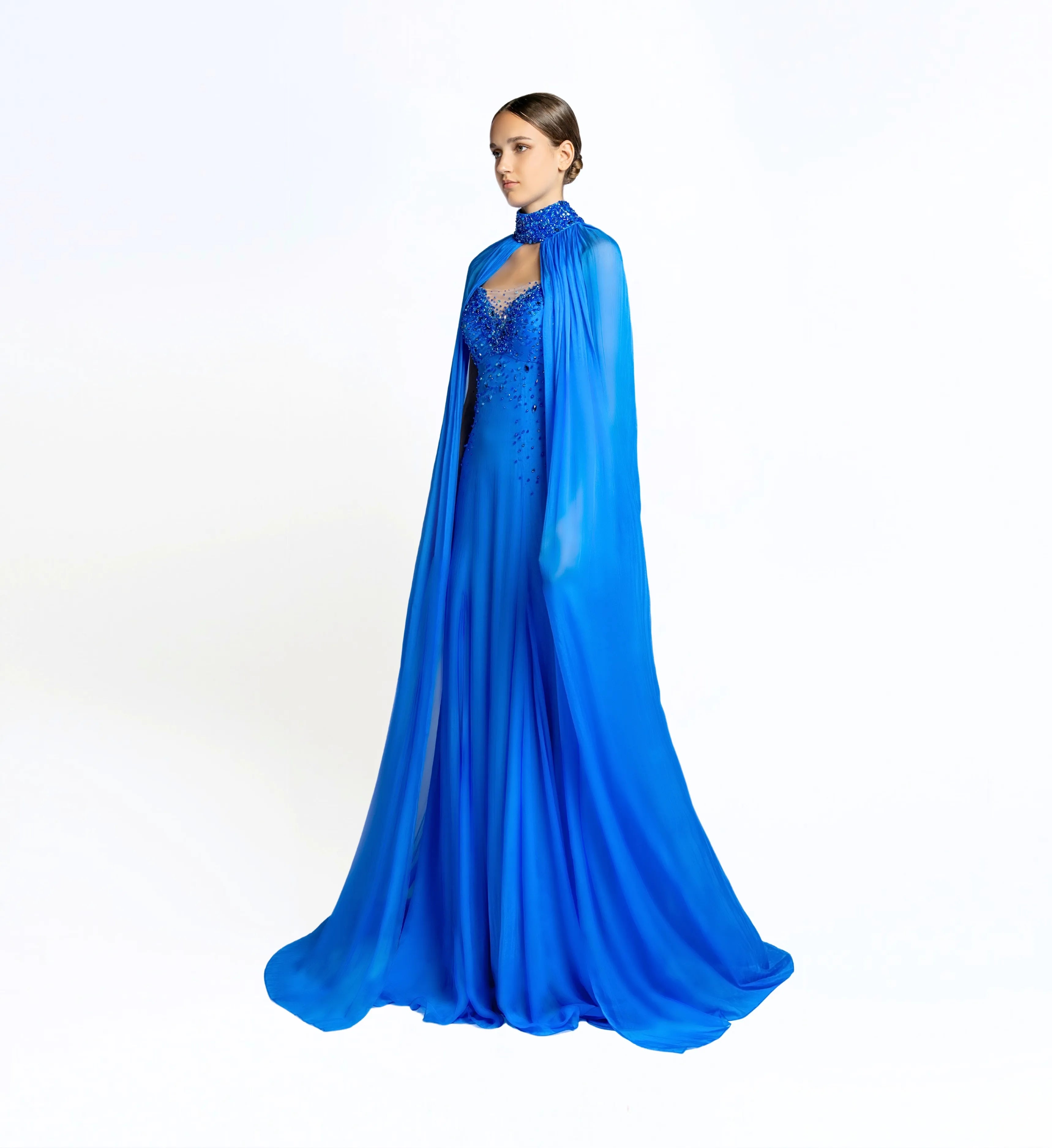Embroidered Gored Dress – Egyptian Blue
