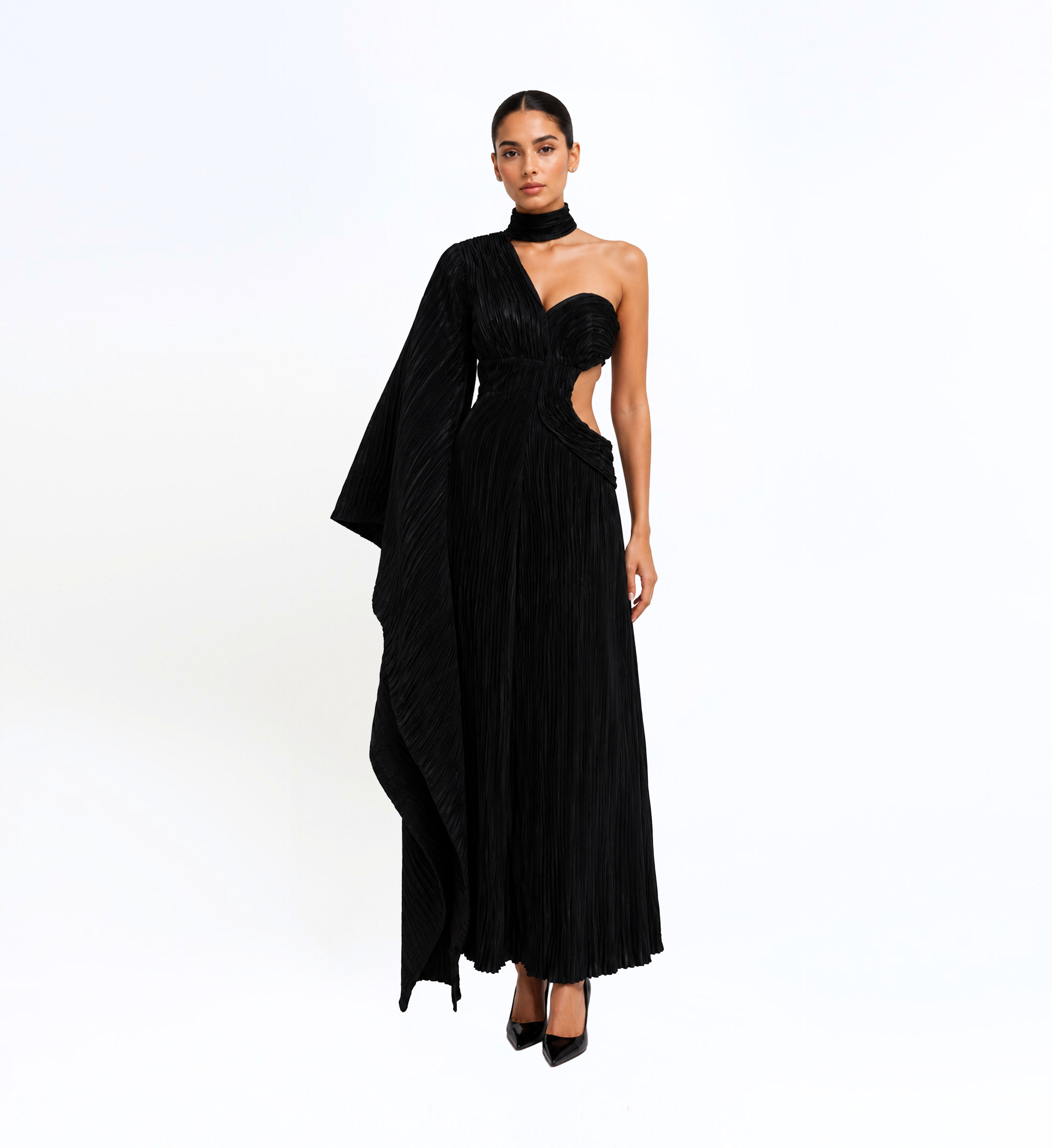 Pleated Satin Jumpsuit