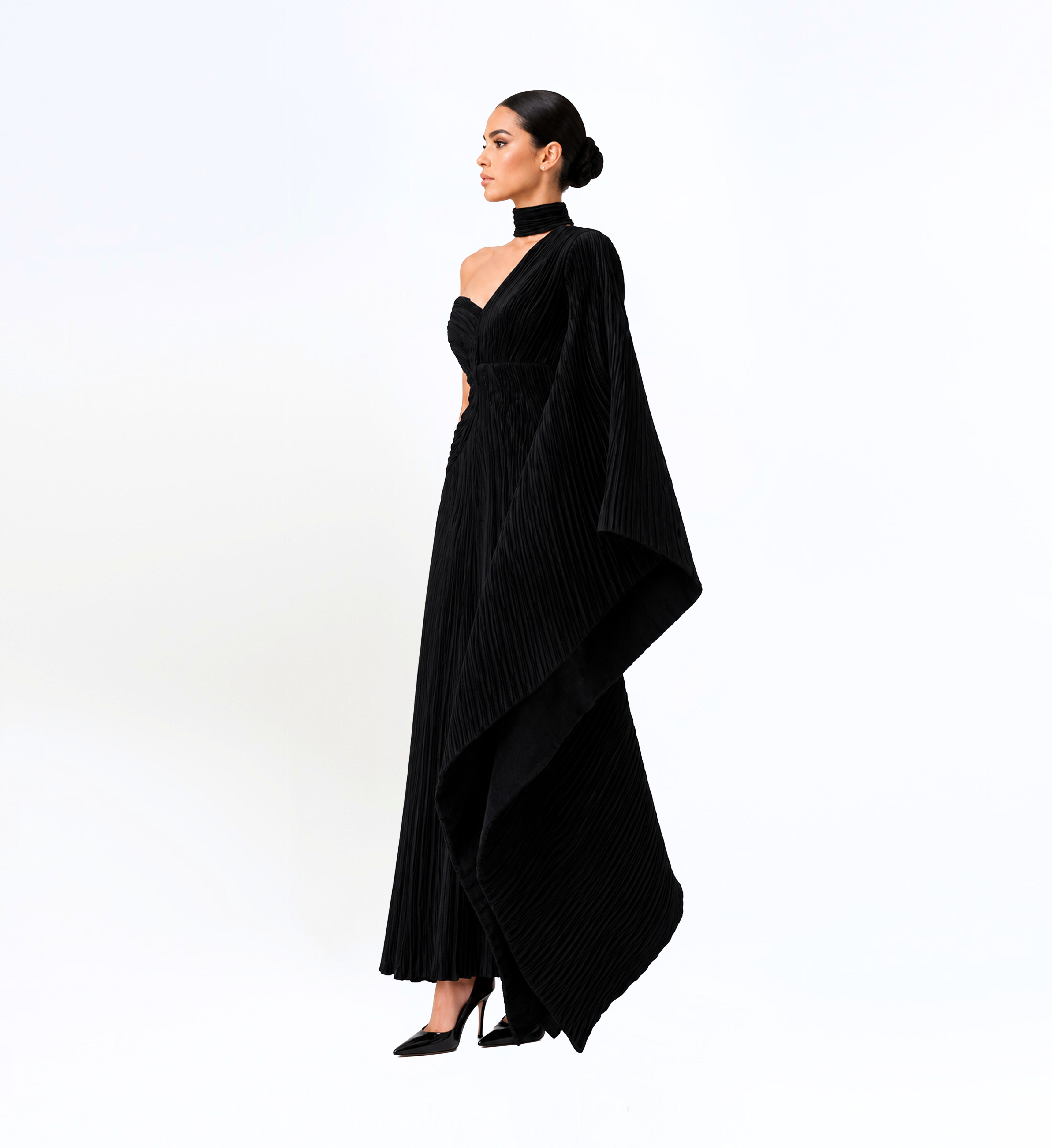Pleated Satin Jumpsuit