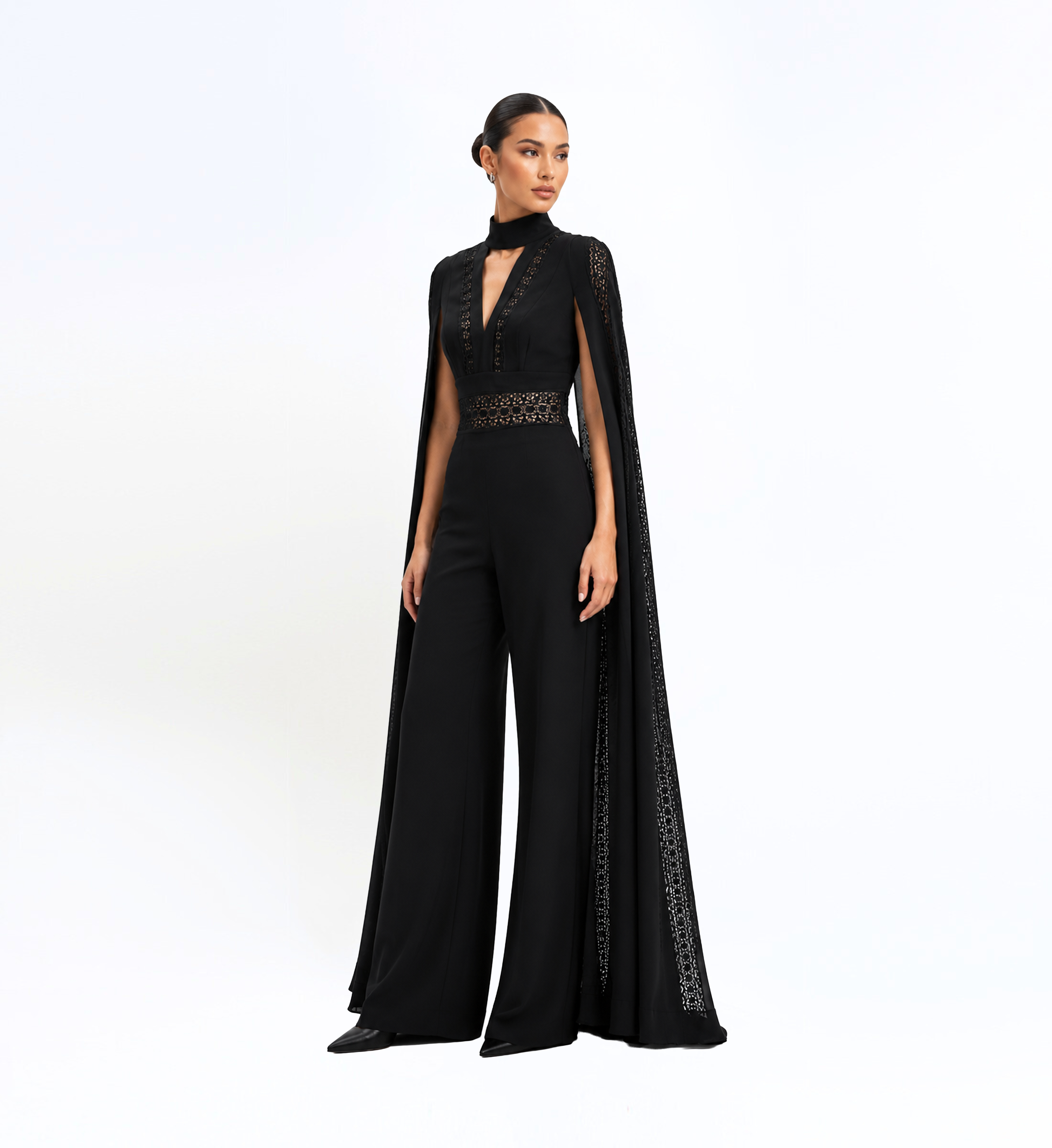 Crepe Jumpsuit With Cape