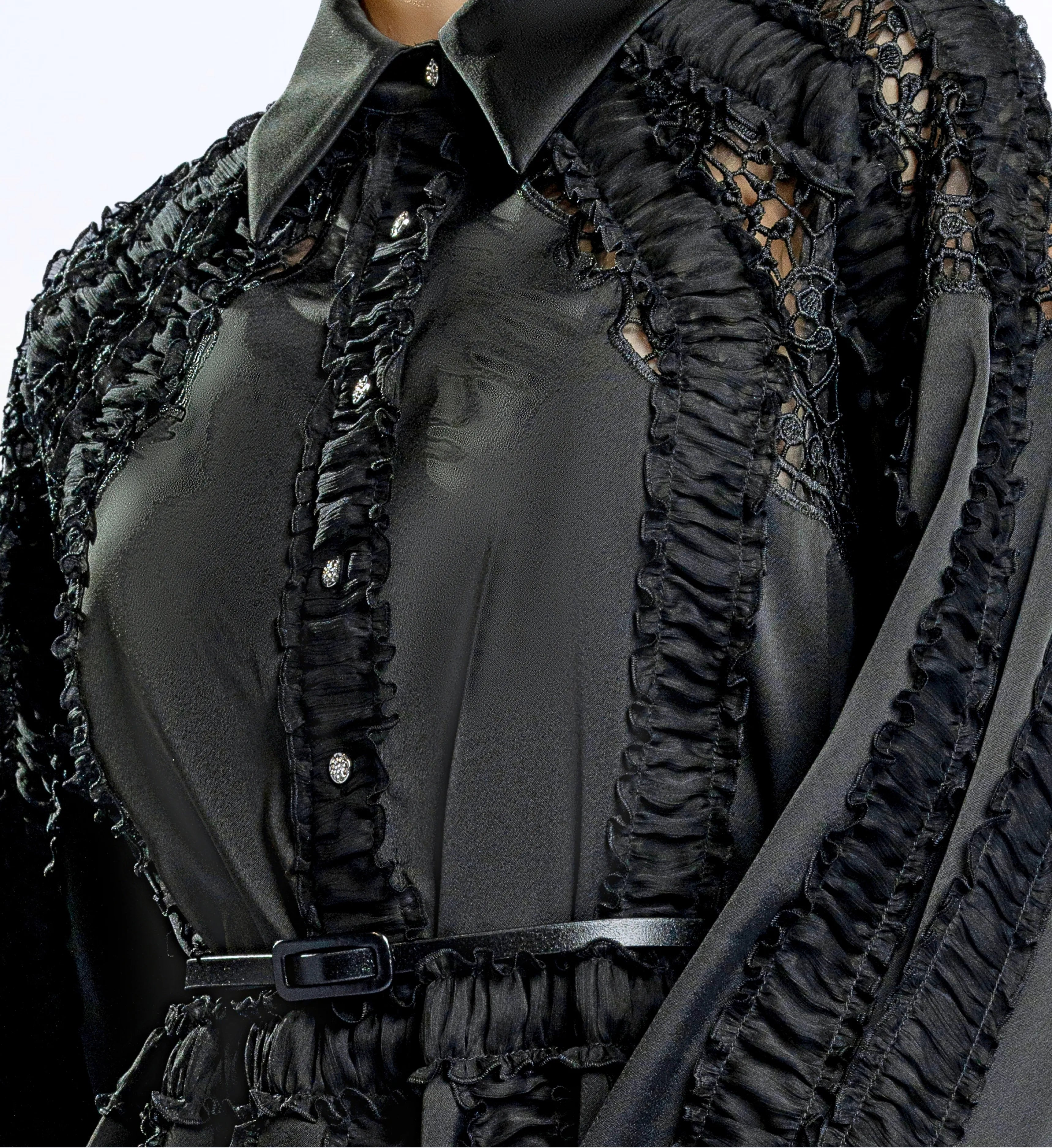 Ruffled Midi Dress – Black