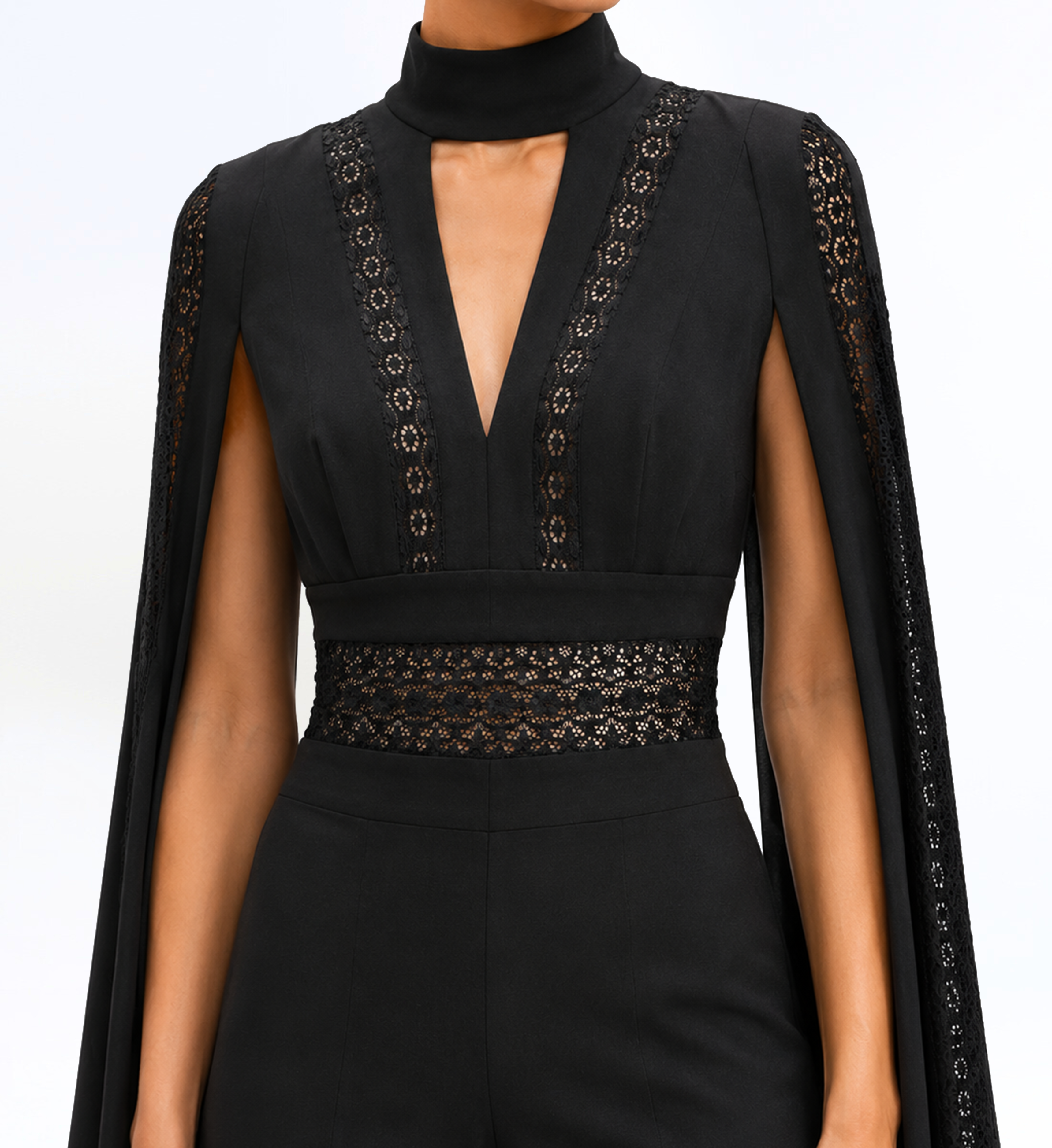 Crepe Jumpsuit With Cape