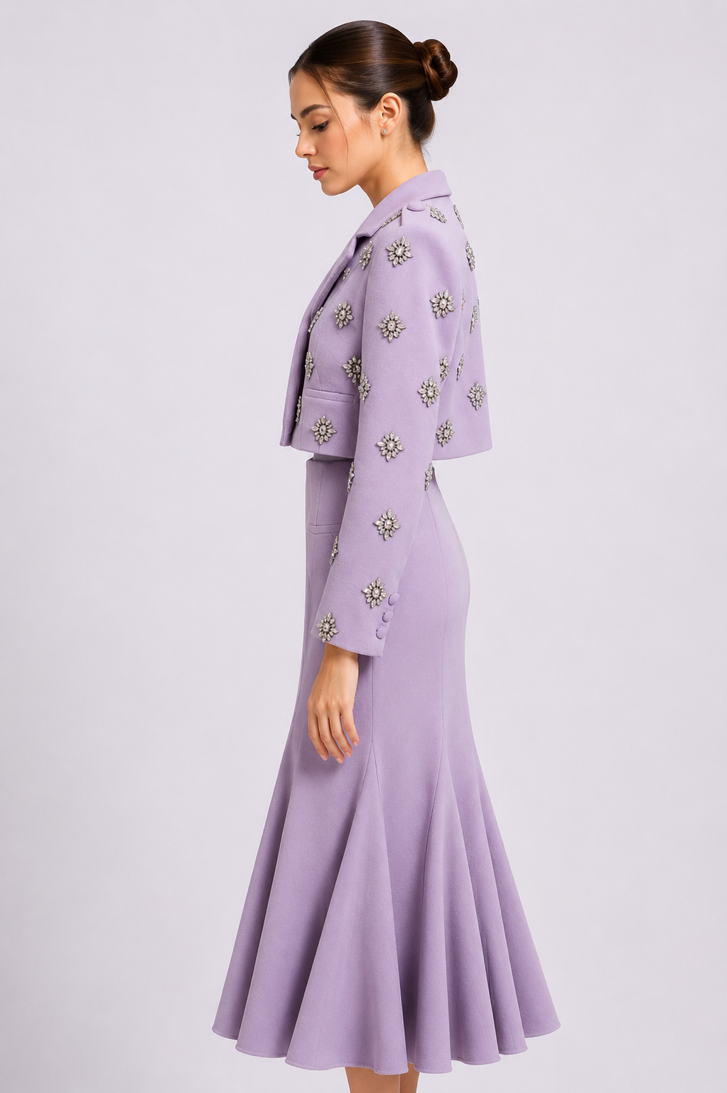 Cropped Blazer And Skirt Set