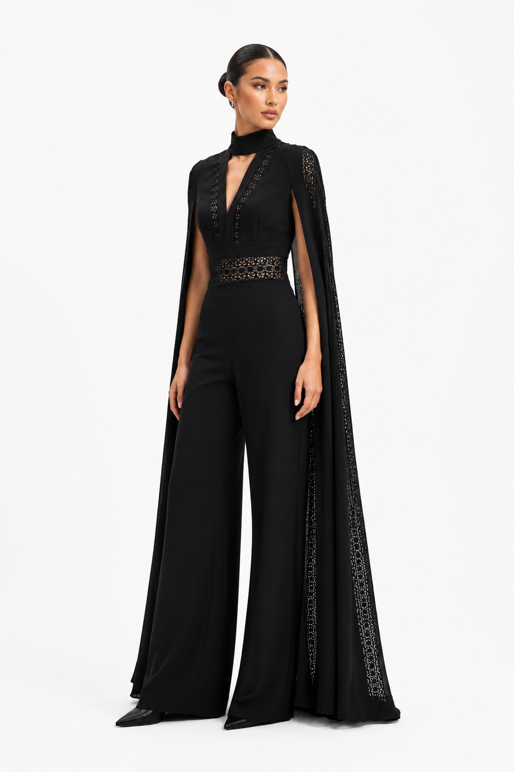 Crepe Jumpsuit With Cape