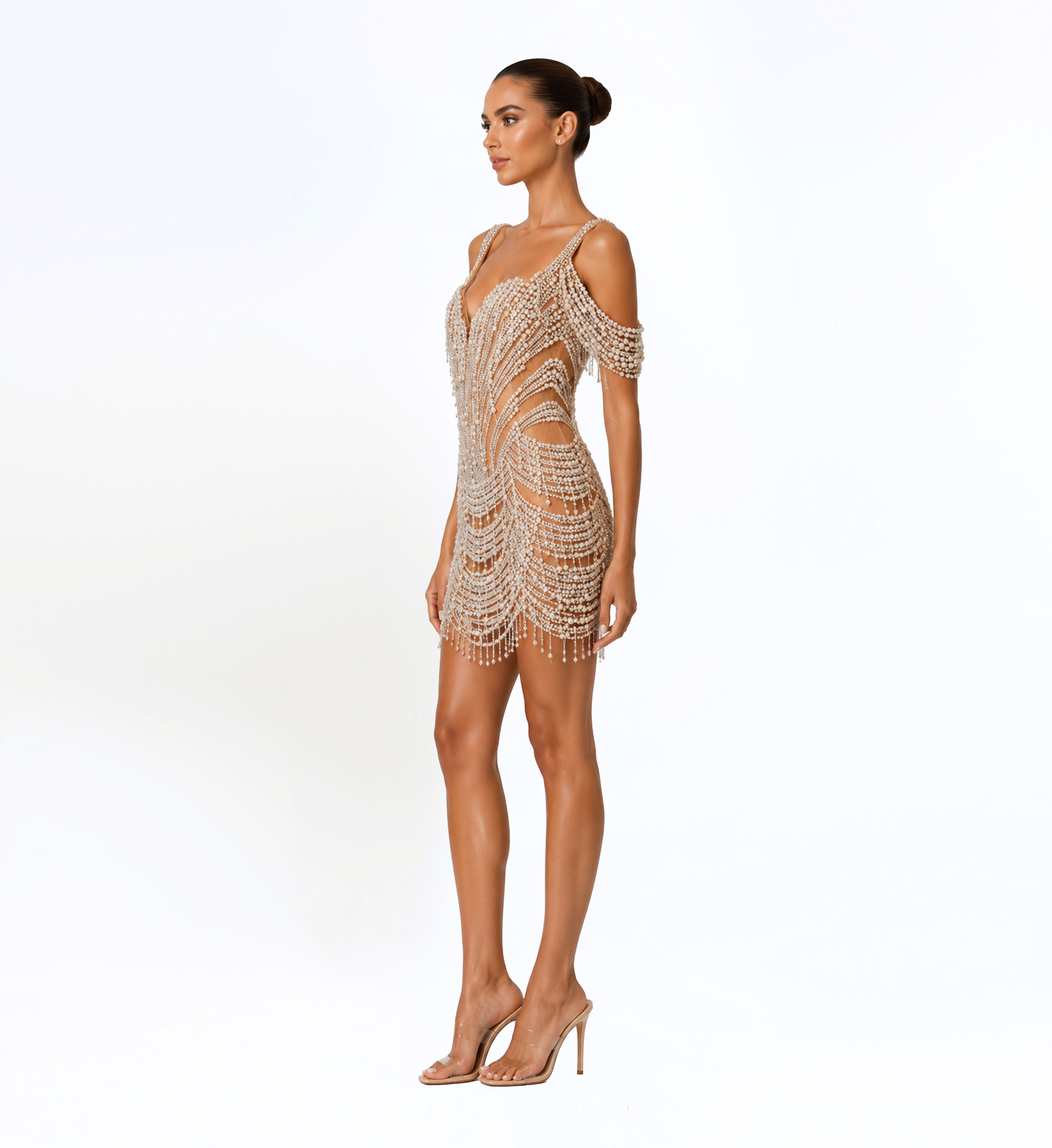 PEARL FRINGE MINI DRESS