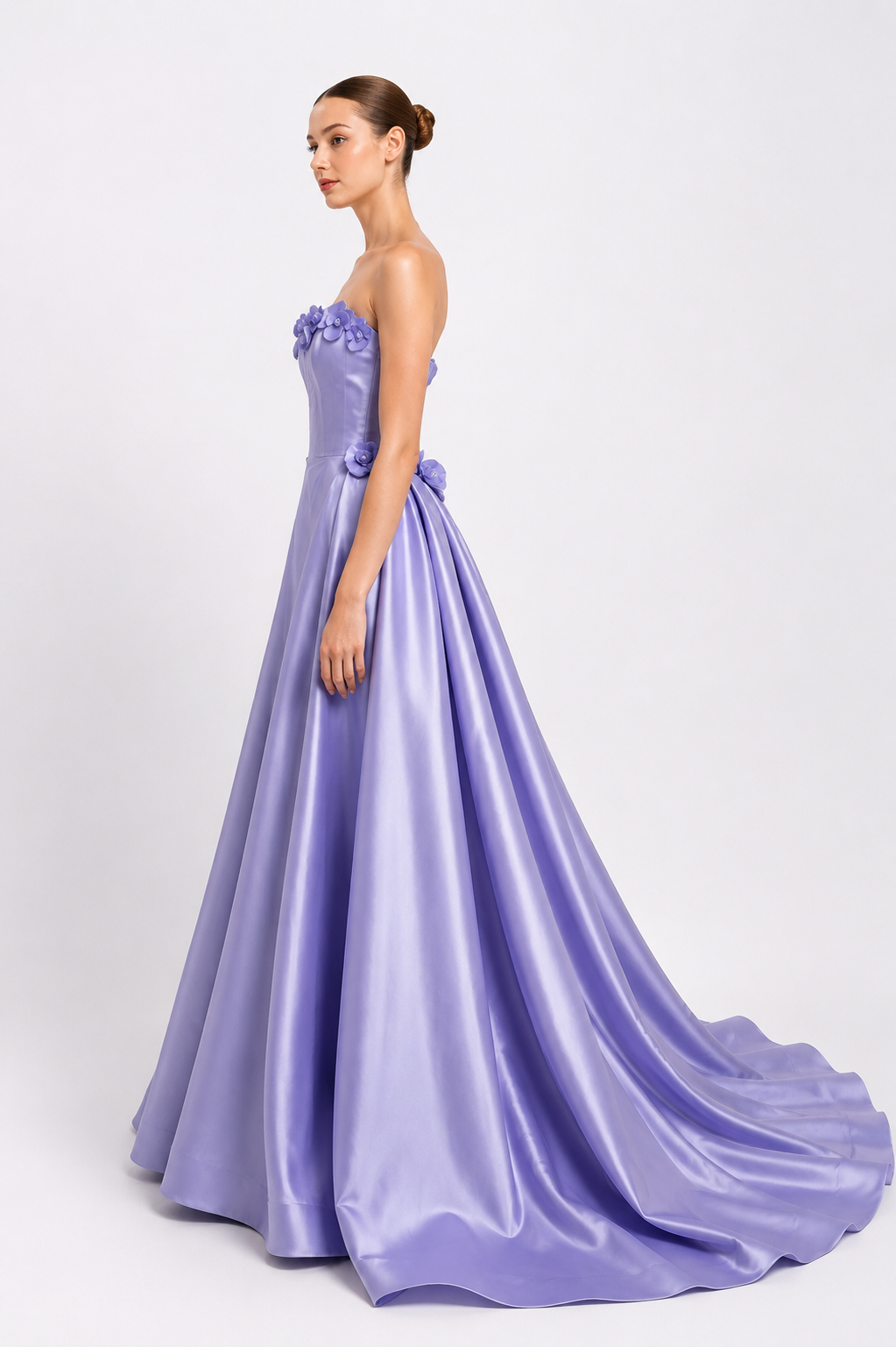 Mikado Silk Long Dress With Train