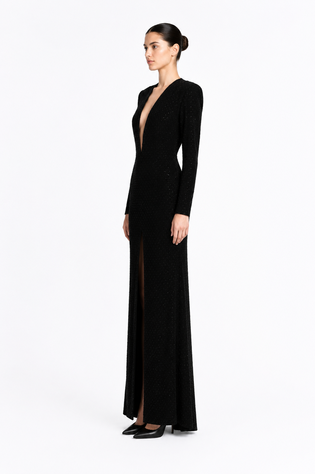 Beaded Velvet Long Dress