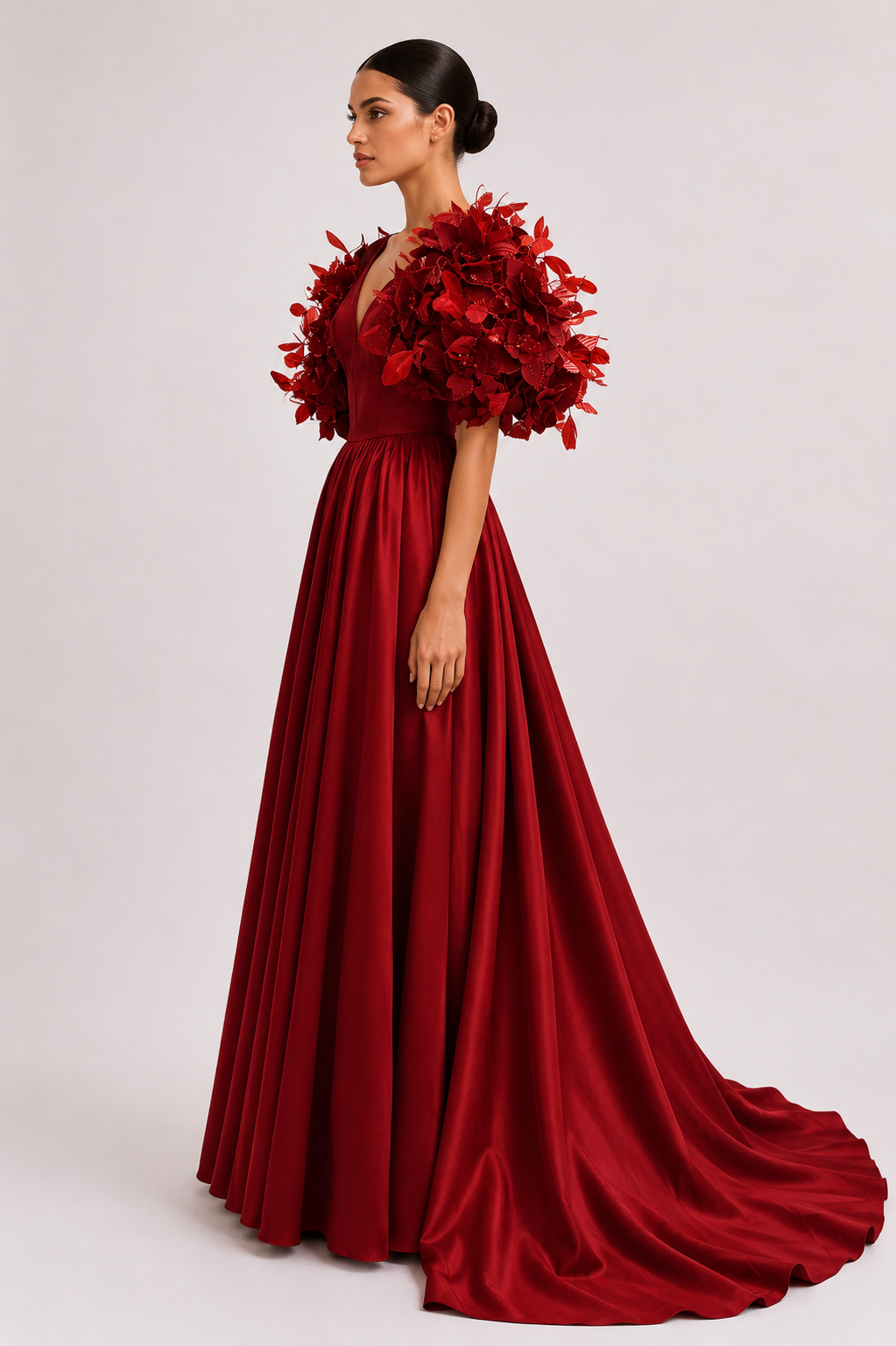 3D Flower Appliques Long Dress