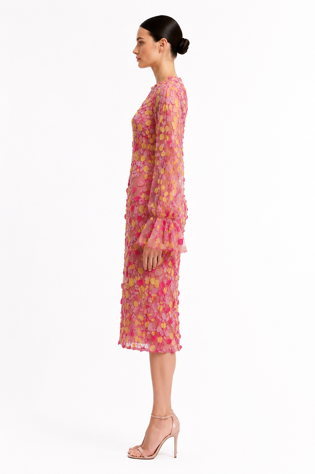 3D Embroidered Midi Dress