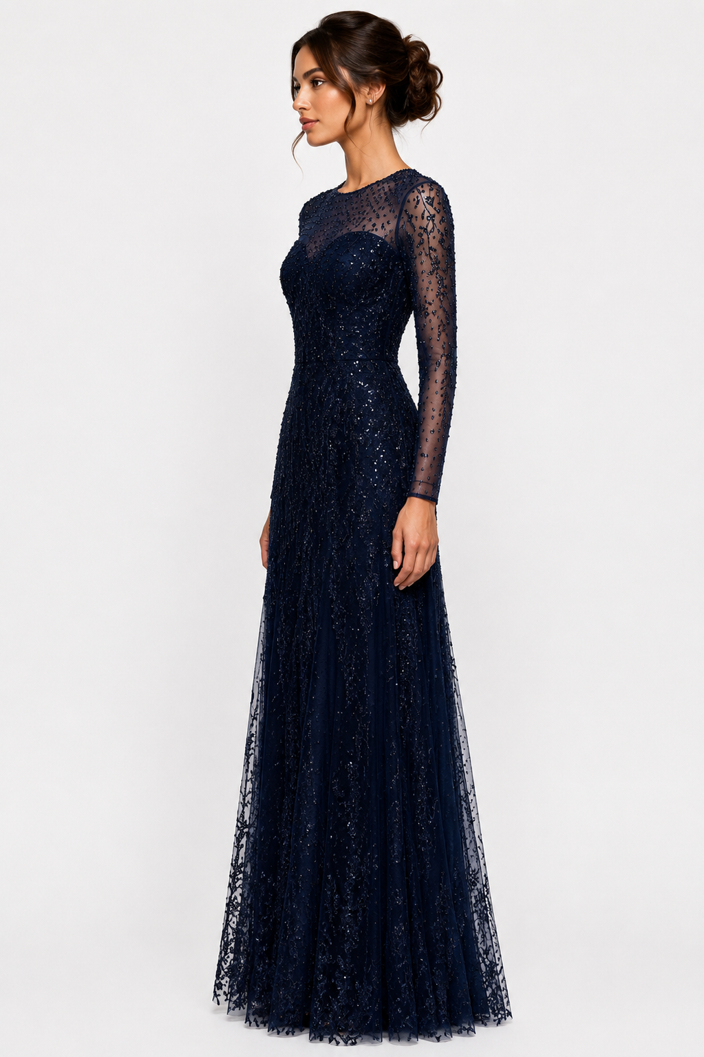 Sequin Embroidered Long Dress