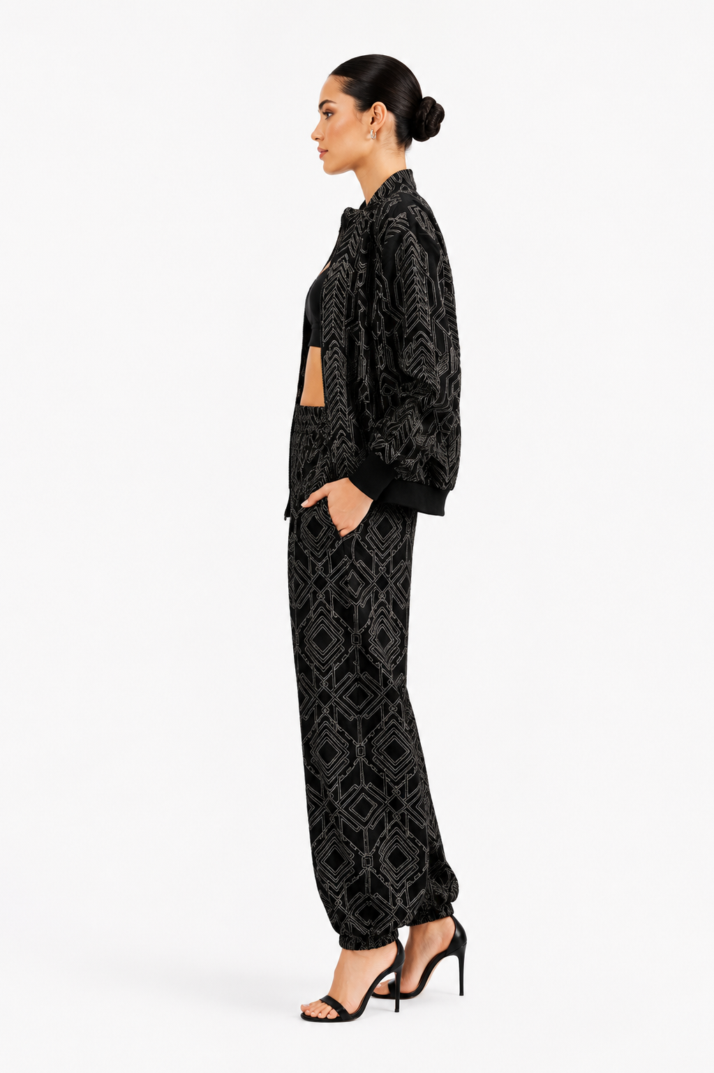 Crepe Embroidered Top And Pants Set