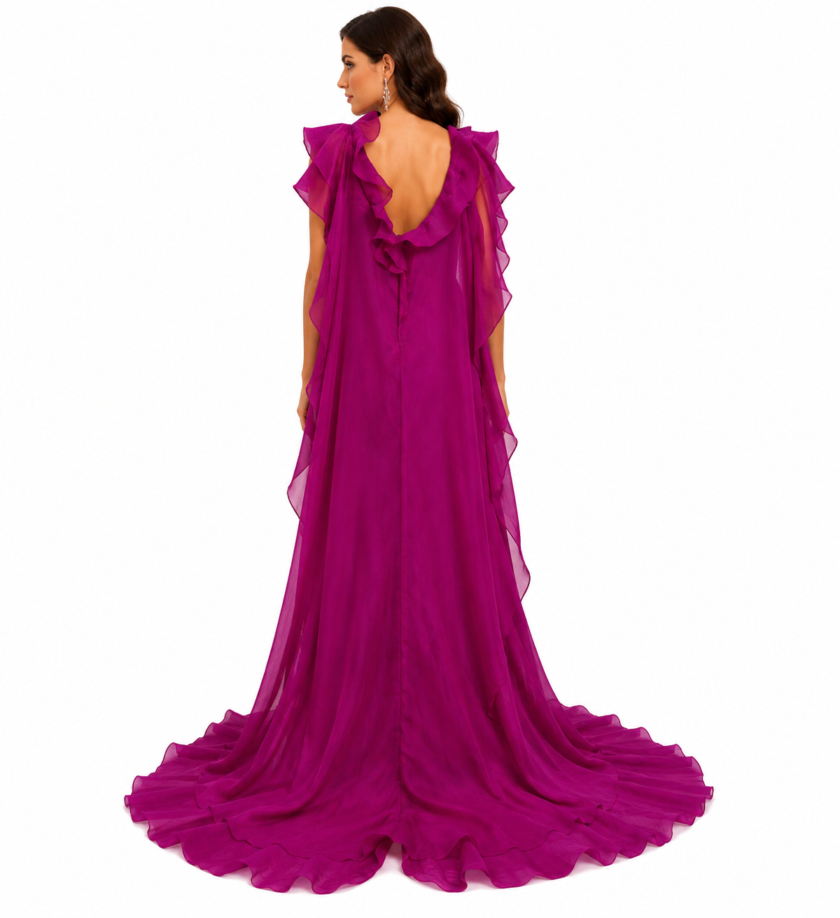 RUFFLE CAPE GOWN