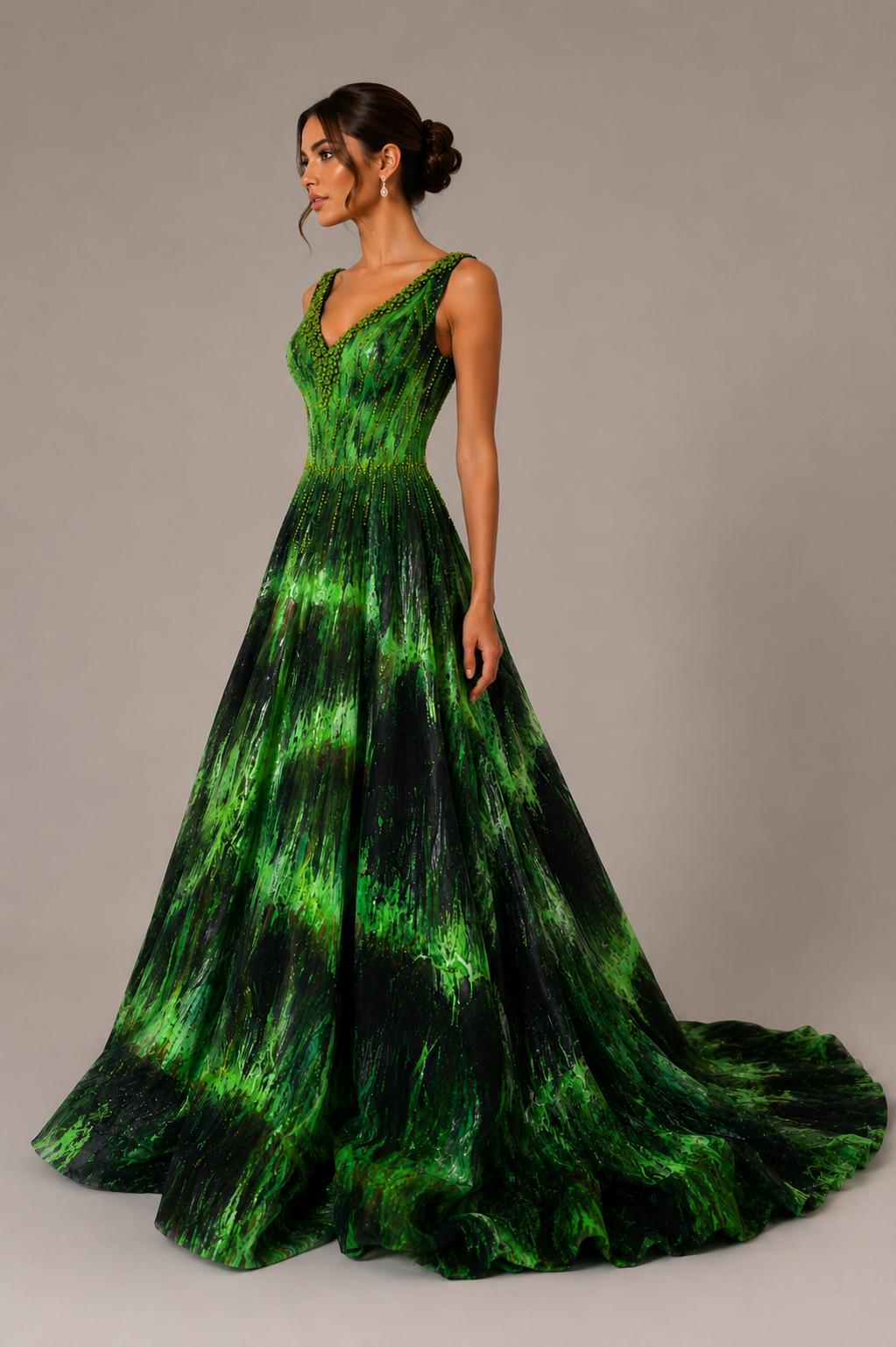 EMERALD ABSTRACT BALL GOWN