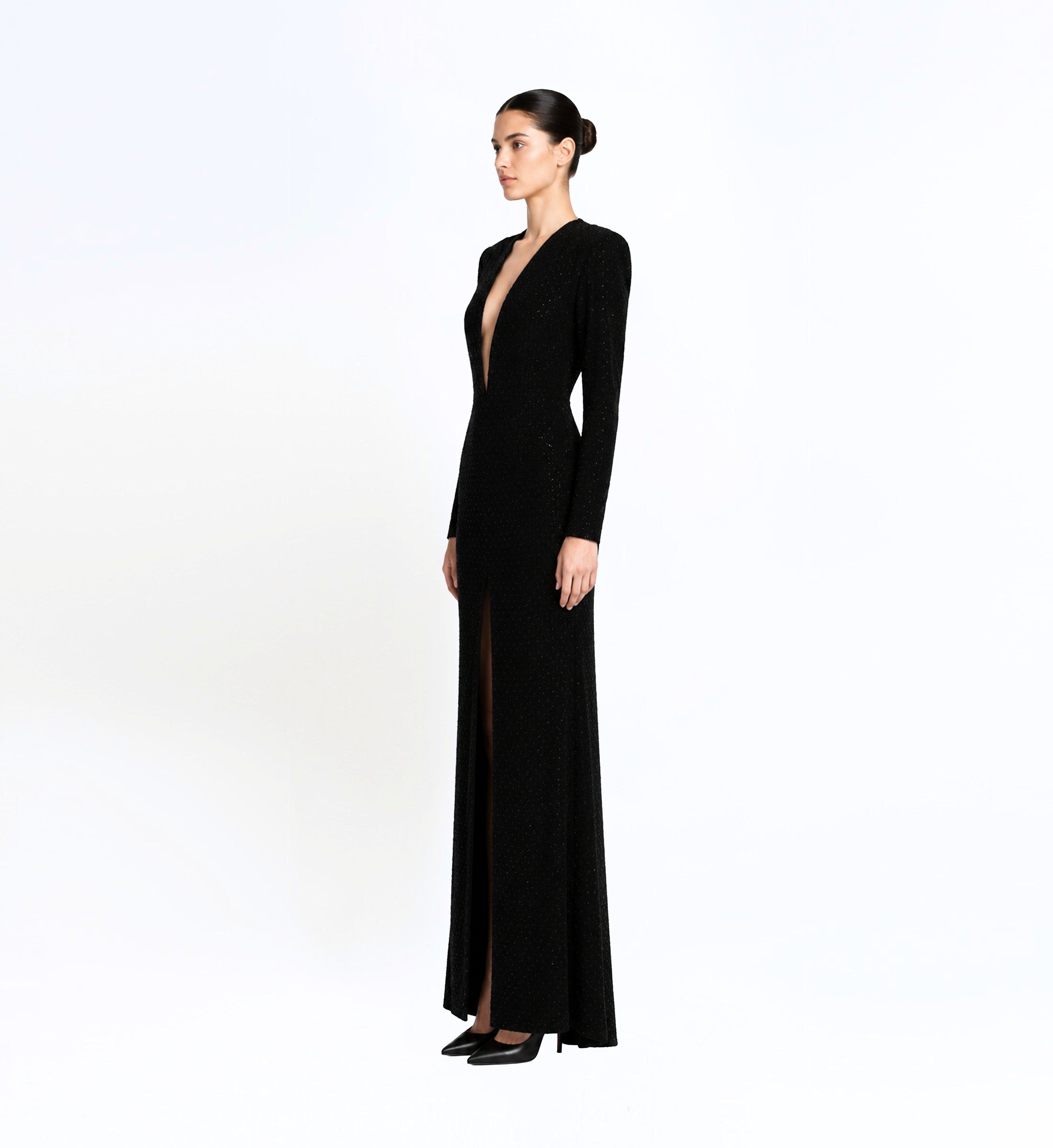 Beaded Velvet Long Dress