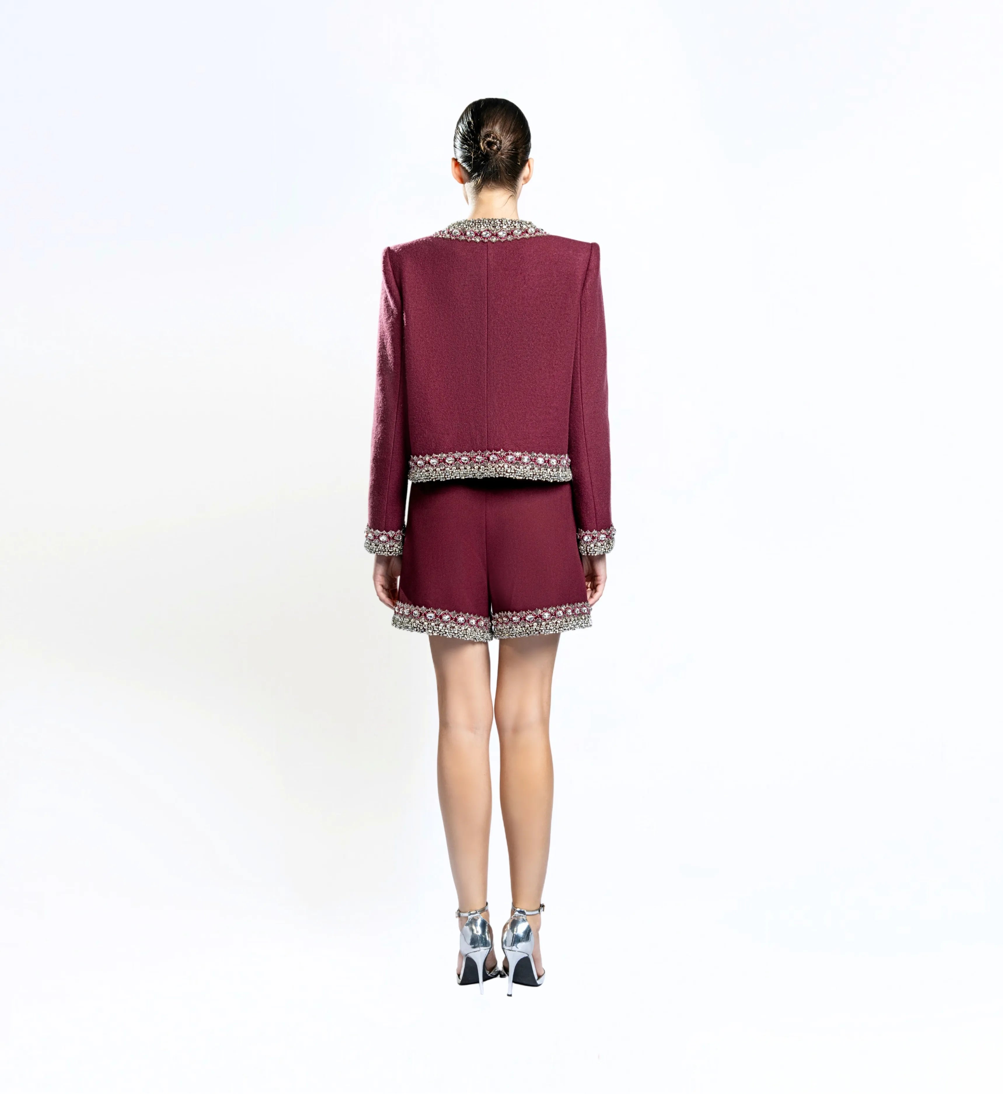Beaded Wool Jacket, Short and Skirt – Red Rush
