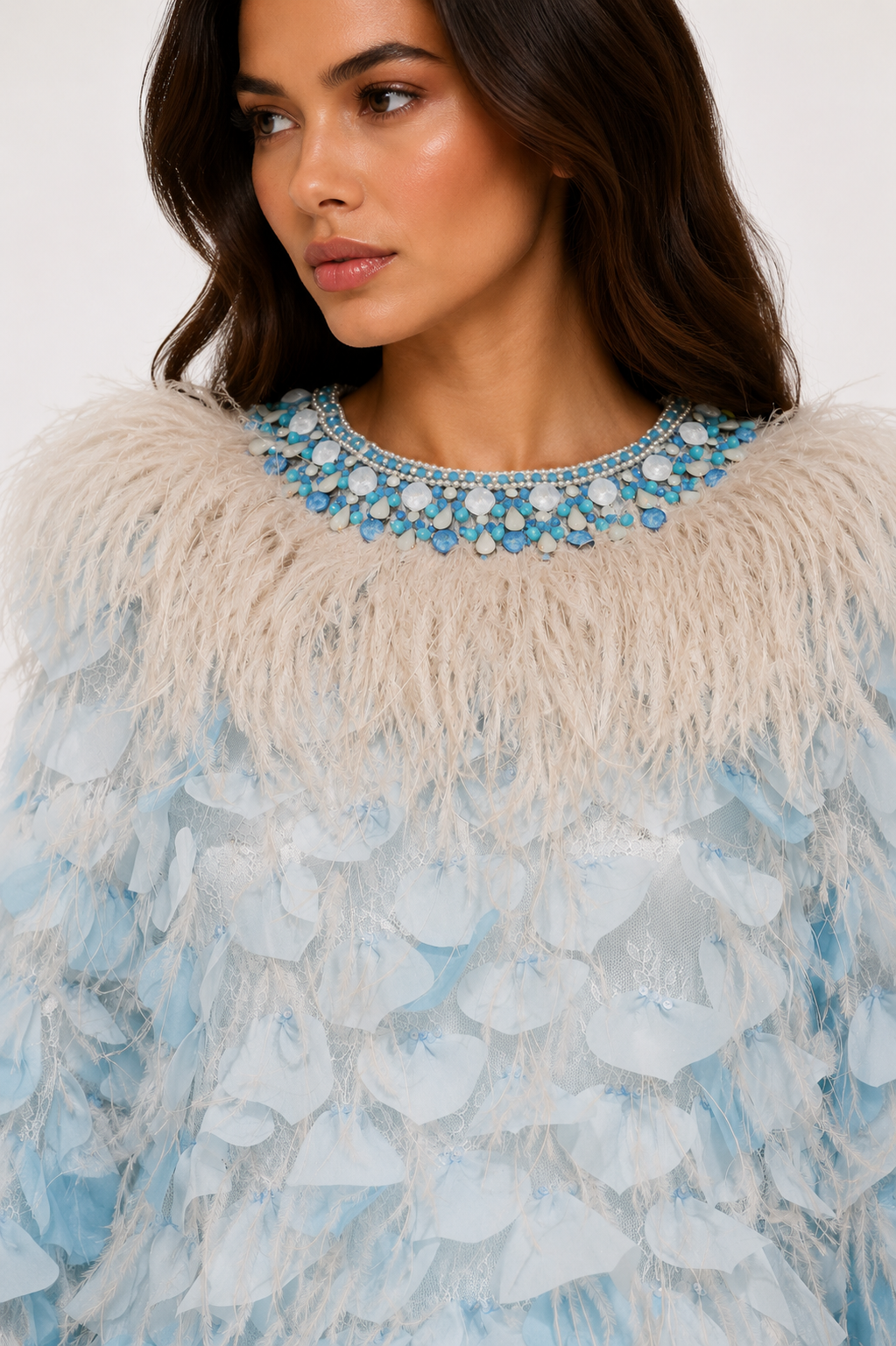 FEATHERED MINI DRESS
